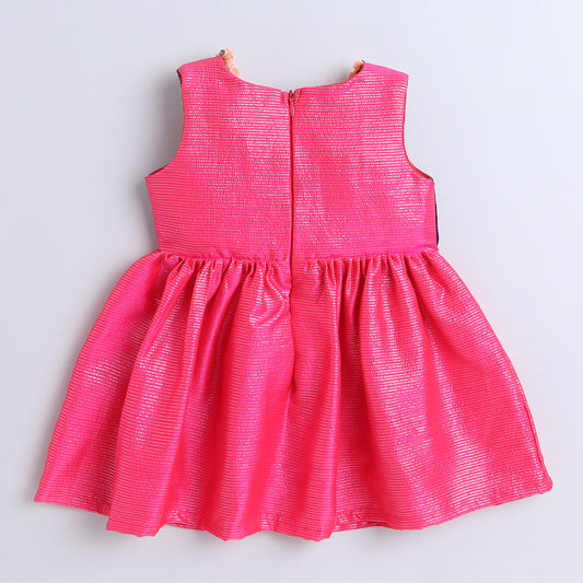 Many Frocks & velvet embroidered koti and lace embellished ethnic frock - Pink & Blue