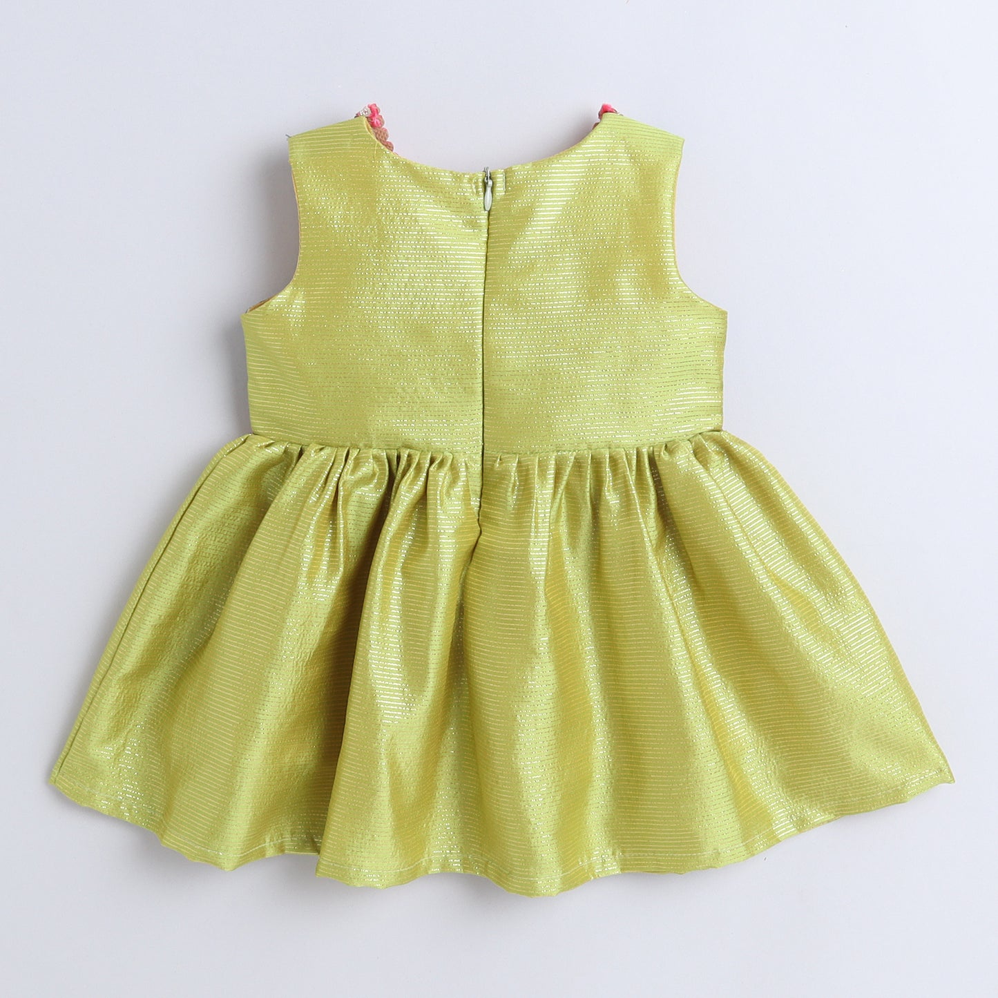 Many Frocks & banarasi koti and lace embellished ethnic frock - Yellow & Green