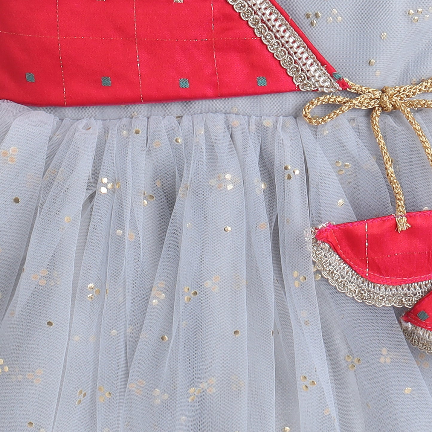 Many Frocks & net sleeveless Boti koti and latkan embellished ethnic frock - Grey