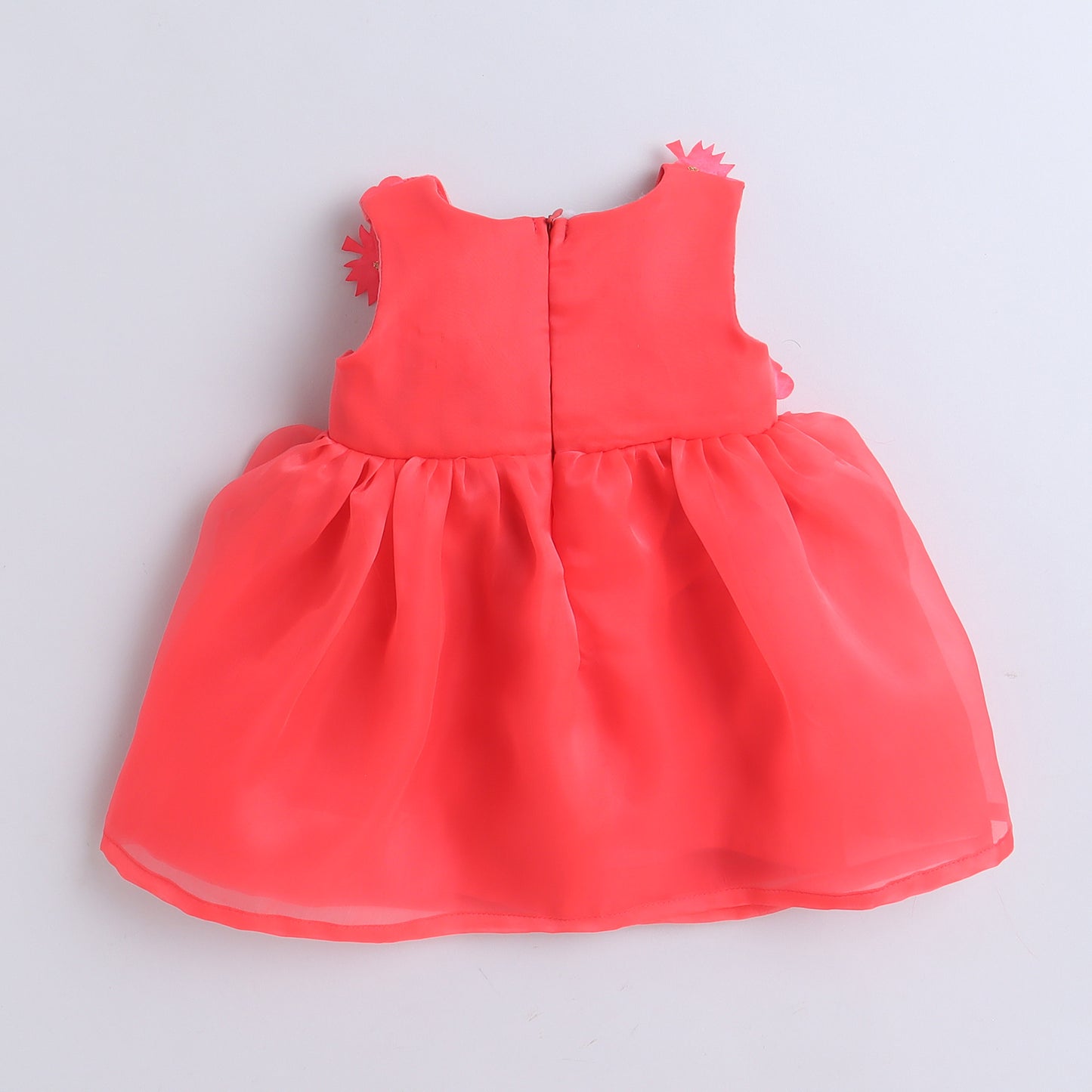 Many Frocks & tissue sleeveless 3d flower body baby party dress-Red