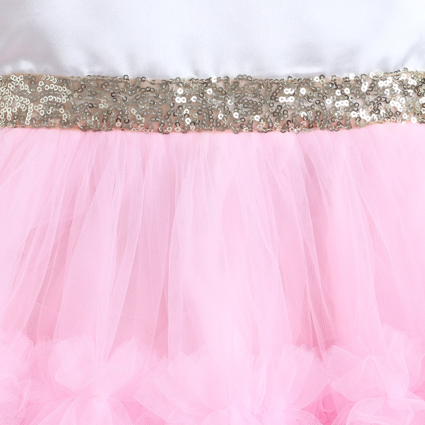 Many Frocks & Net Sleeveless Lace Embellished Knee Length Baby Party Dress - Light Pink
