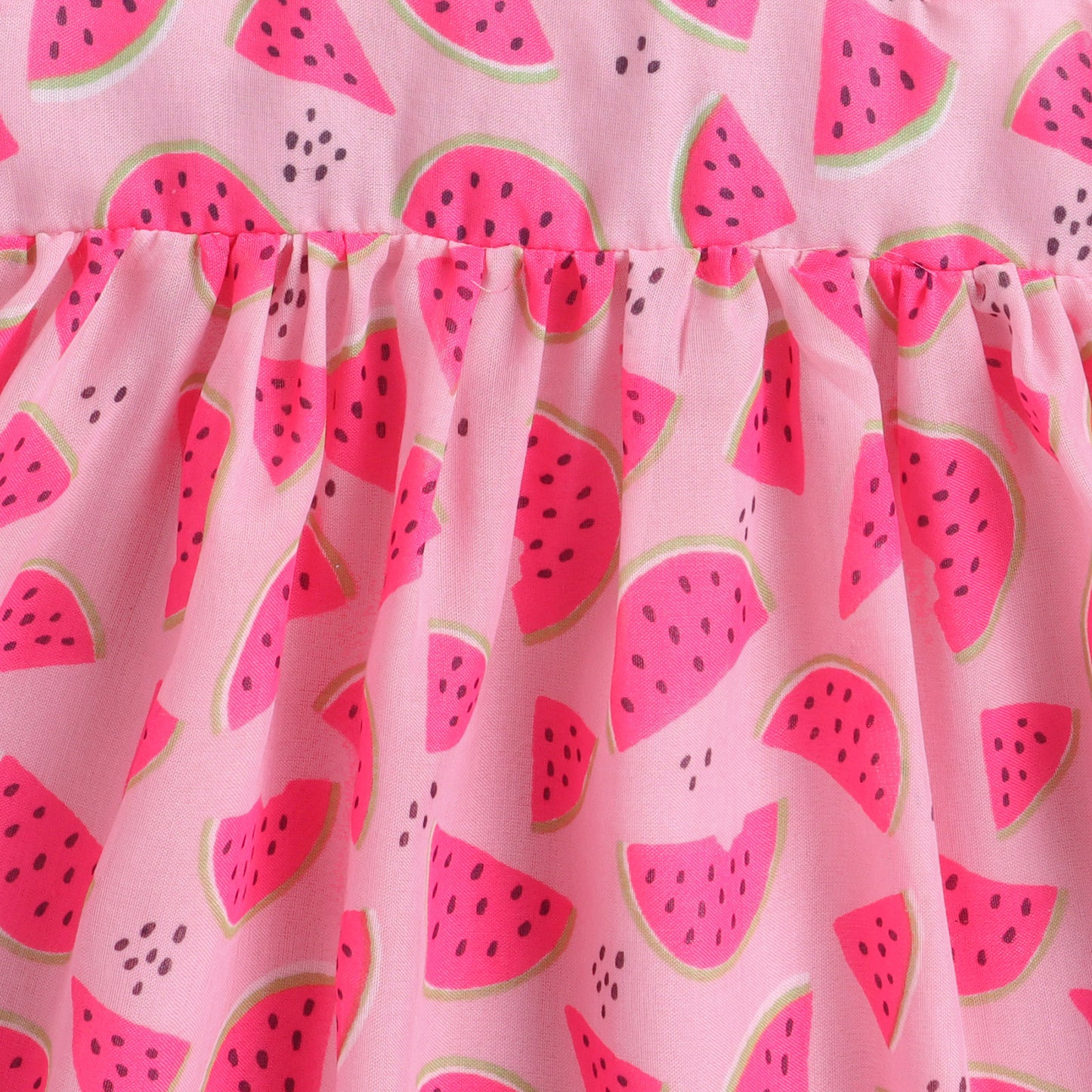 Many Frocks & Cotton Sleeveless Embellished Printed Knee Length Baby Dress -Pink