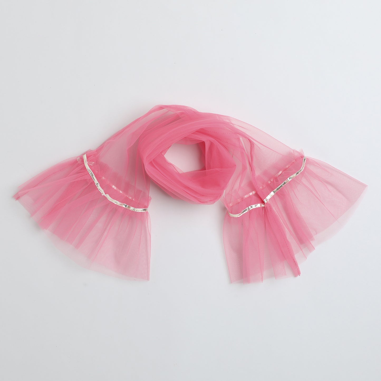 Many Frocks & sleeveless pleated choli lengha dupatta set - Pink & Blue