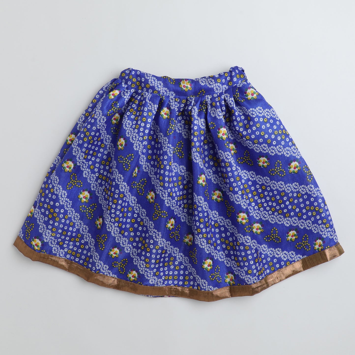 Many Frocks & bandhani sleeveless choli lengha dupatta set - Blue