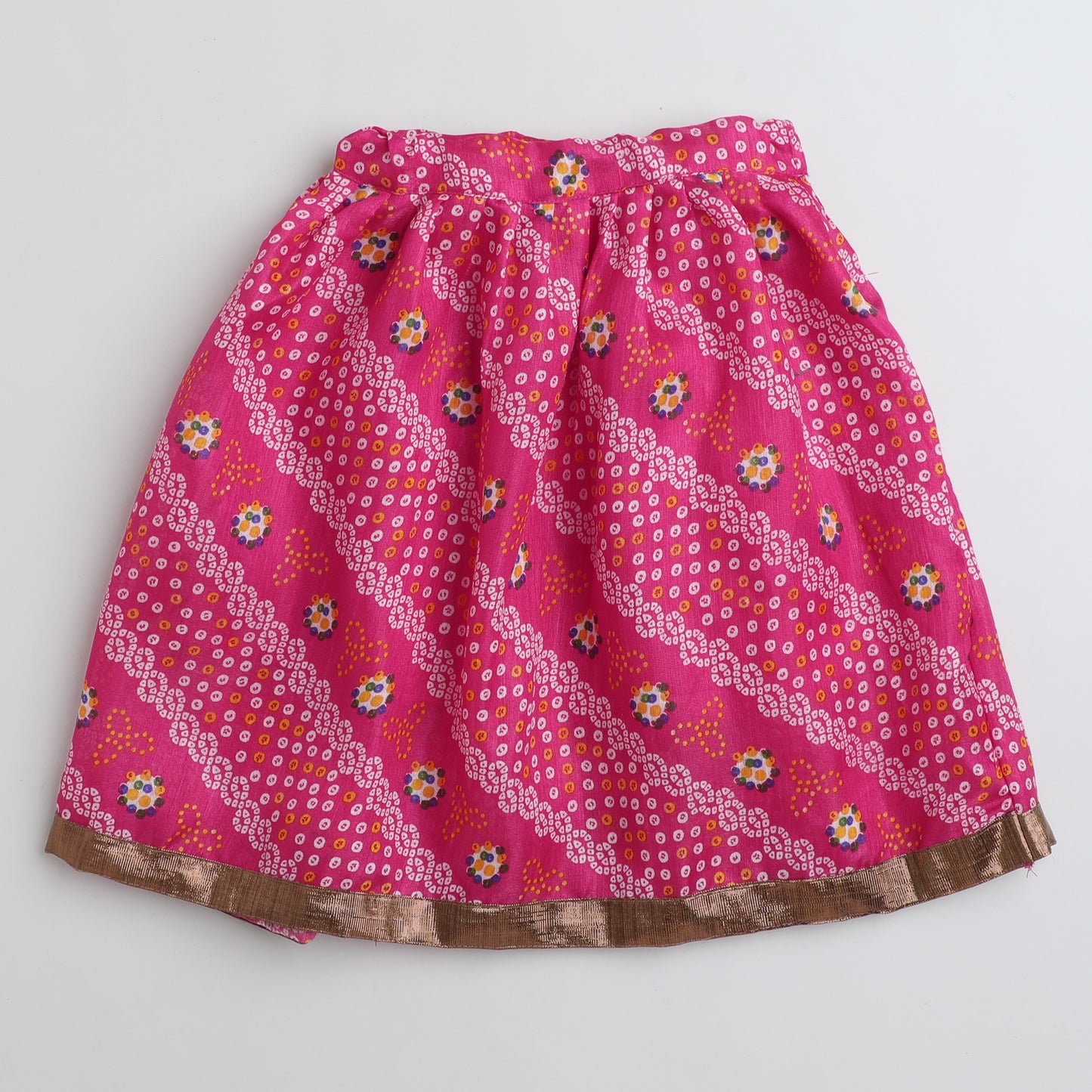 Many Frocks & bandhani sleeveless choli lengha dupatta set - Pink