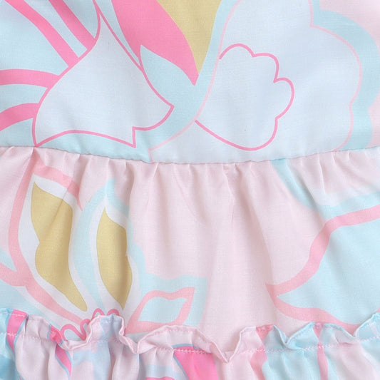 Many Frocks tiered sleeves embellished knee length girls party dress - Pink