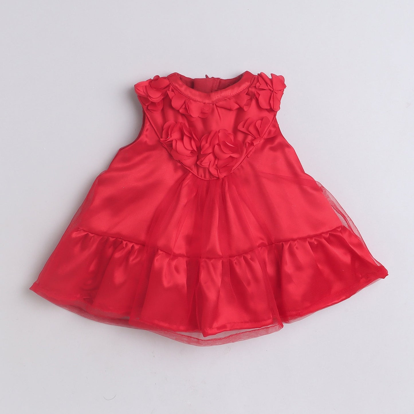 Many Frocks tiered knee length party dress -Red