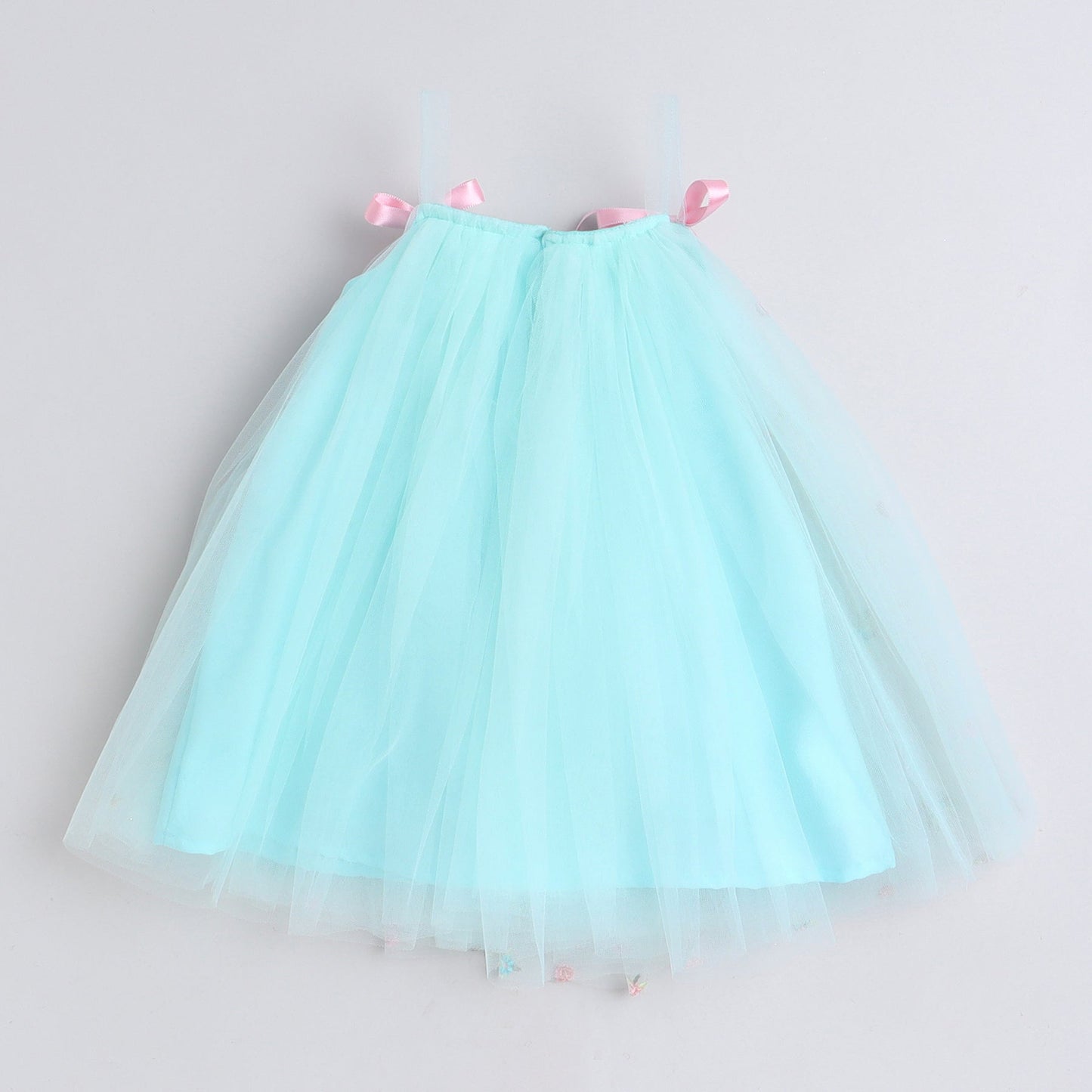 Many Frocks floral embroidered knee length girls party dress - Blue
