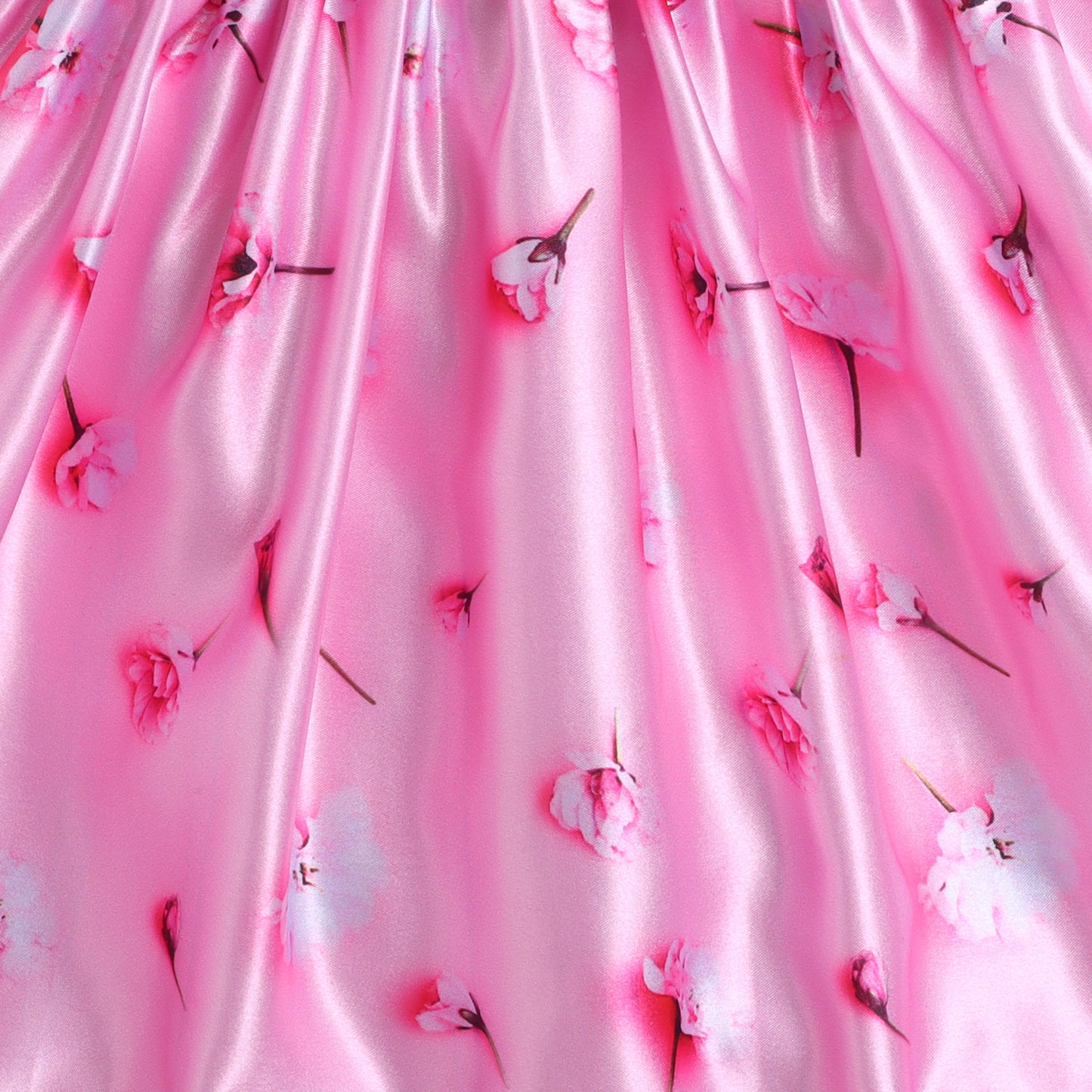 Many Frocks & velvet and satin sleeveless lace & handmade rose embellished floral printed lehenga choli dupatta set-pink