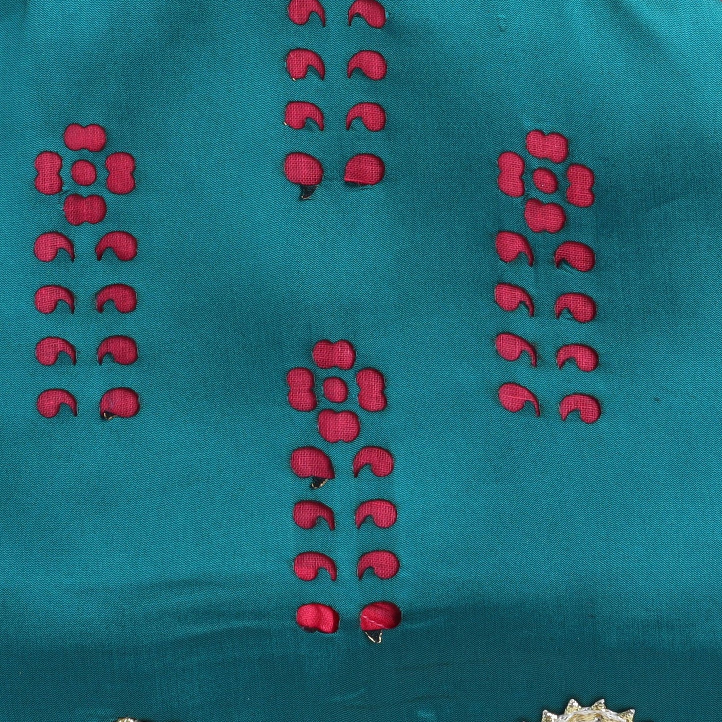 Many Frocks & satin sleeveless cutwork detailing top and floral printed palazzo ethnic set- pink & green