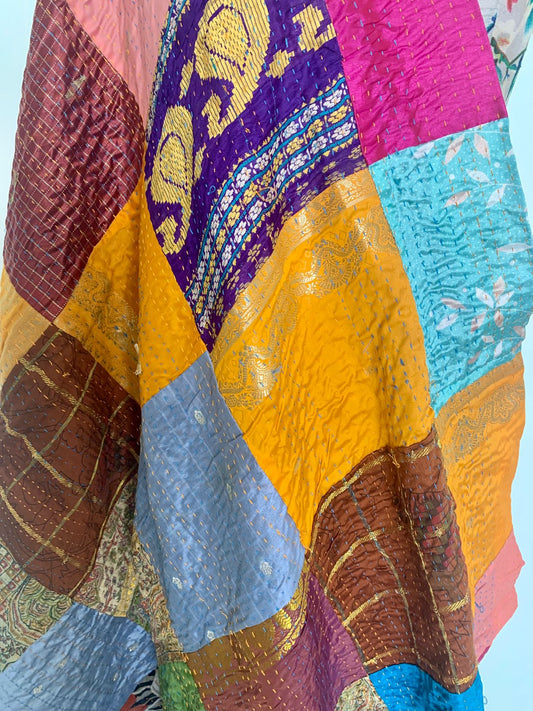 Katha and patch work embellished Dupatta - Multicolour