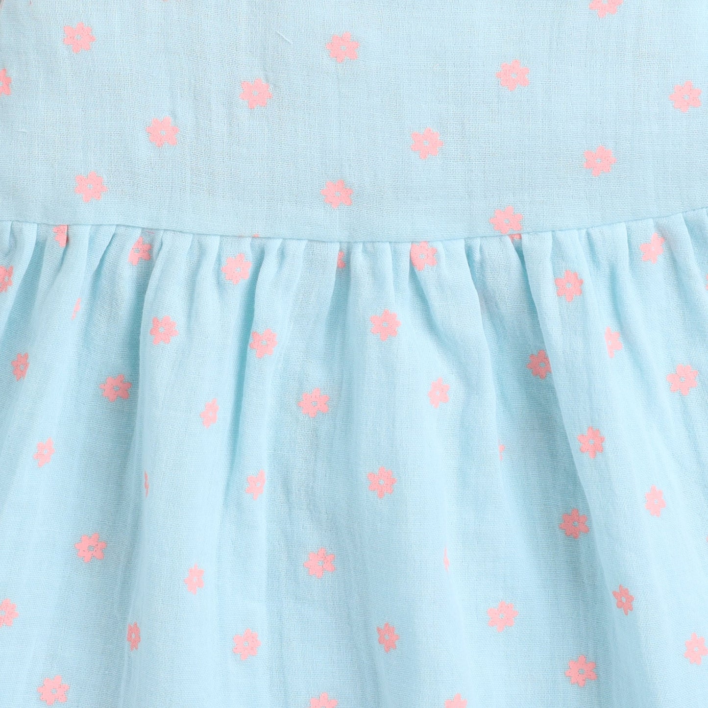 Many Frocks knee length frill trimmed shoulder strap sleeveless girls causal dress - Blue