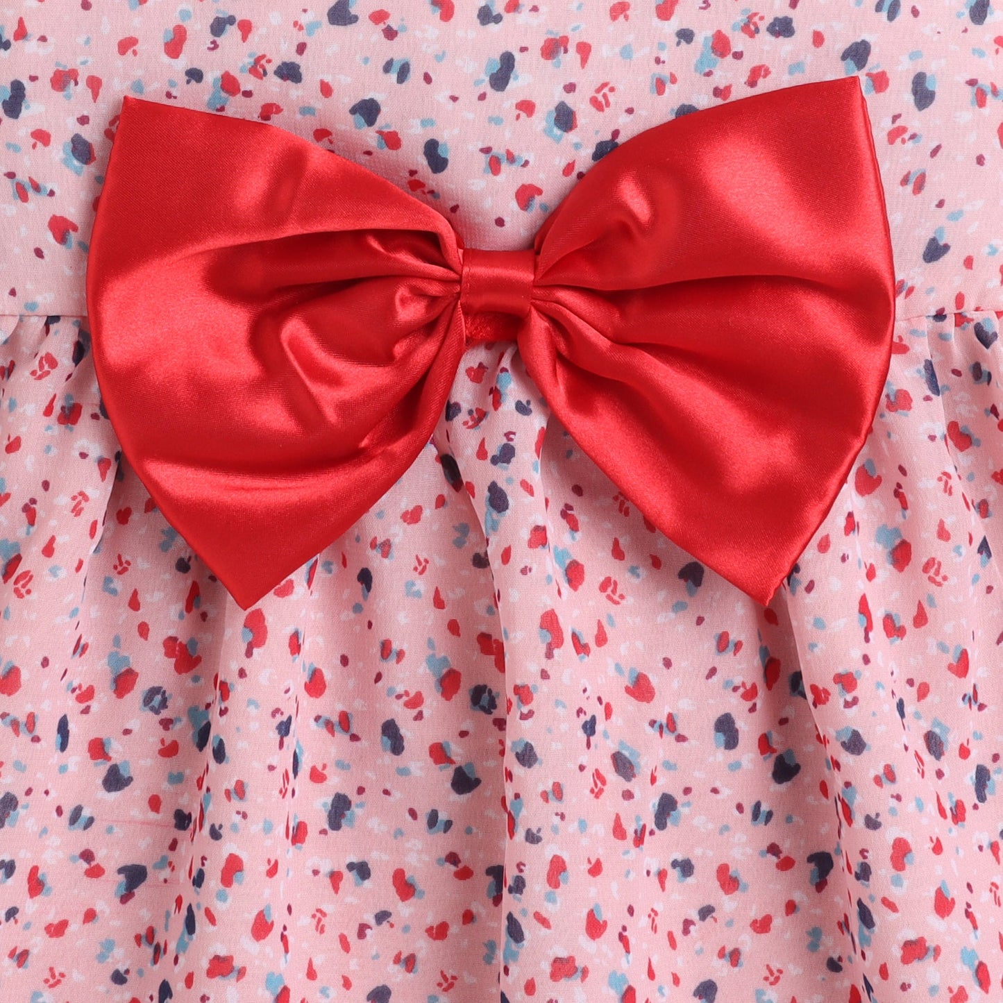 Many Frocks knee length sleeveless big bow girls causal dress - Pink