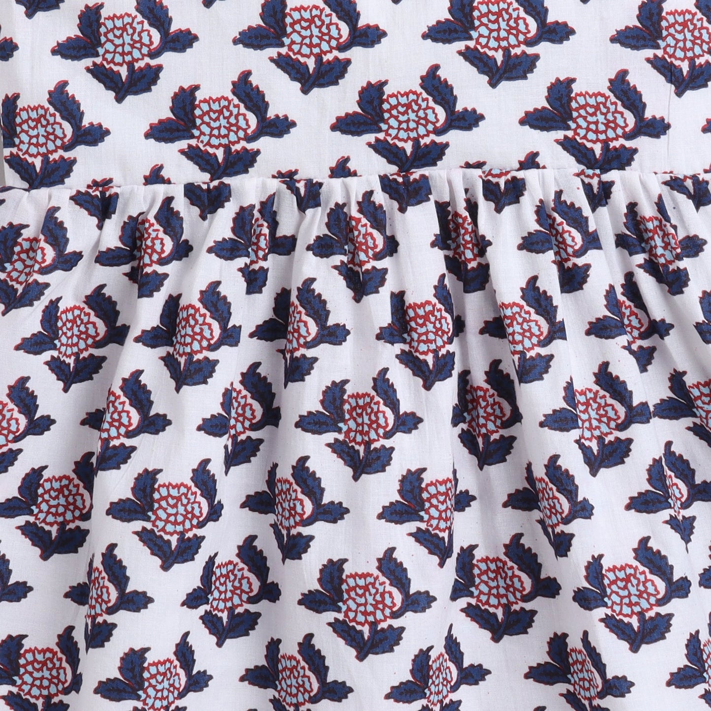 Many Frocks & knee length sleeveless singlet girls causal dress - White&Blue