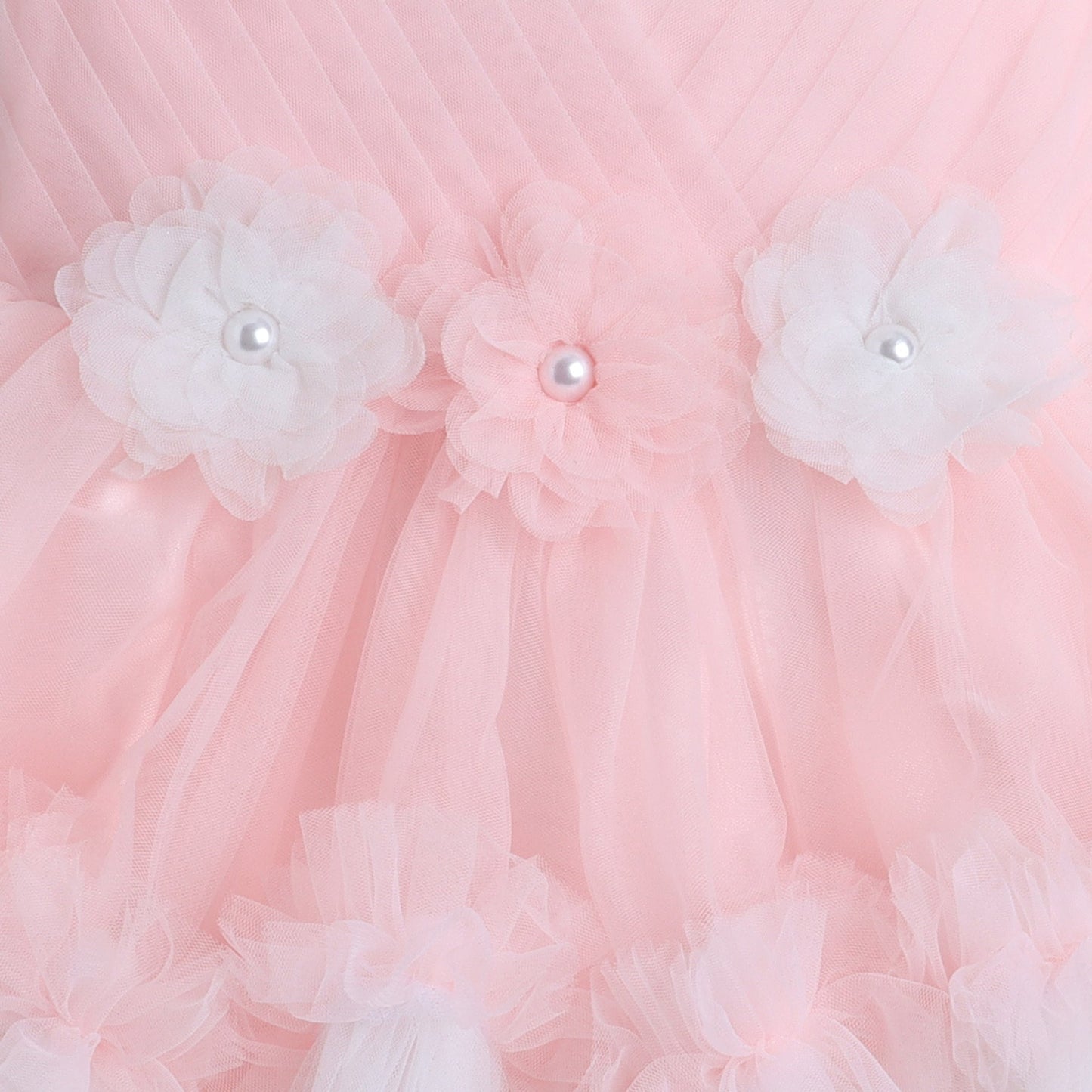 Many Frocks & Knee length sleeveless Flower Embellished Fit & Flared Party Dress - Pleach