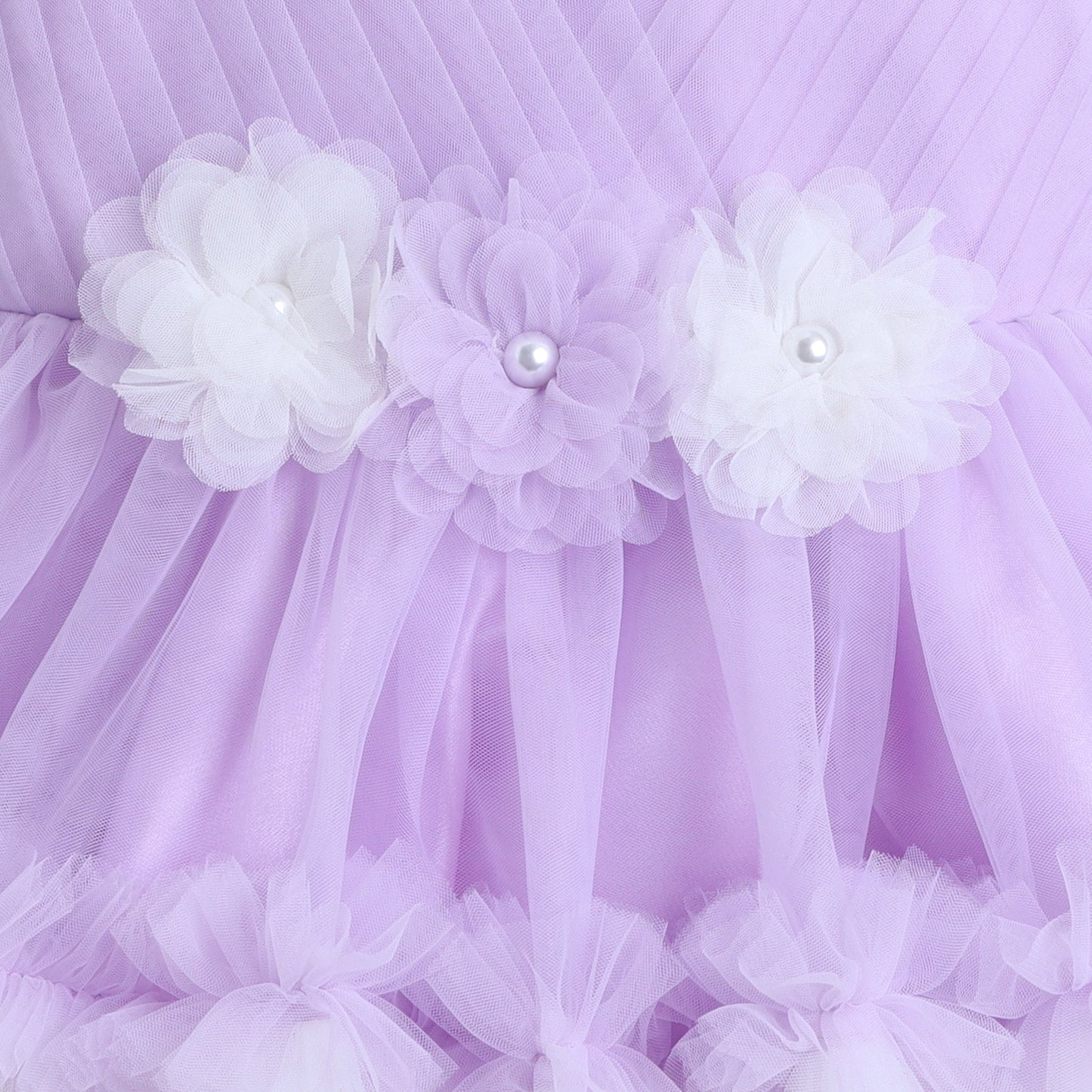 Many Frocks & Knee length sleeveless Flower Embellished Fit & Flared Party Dress - Purple