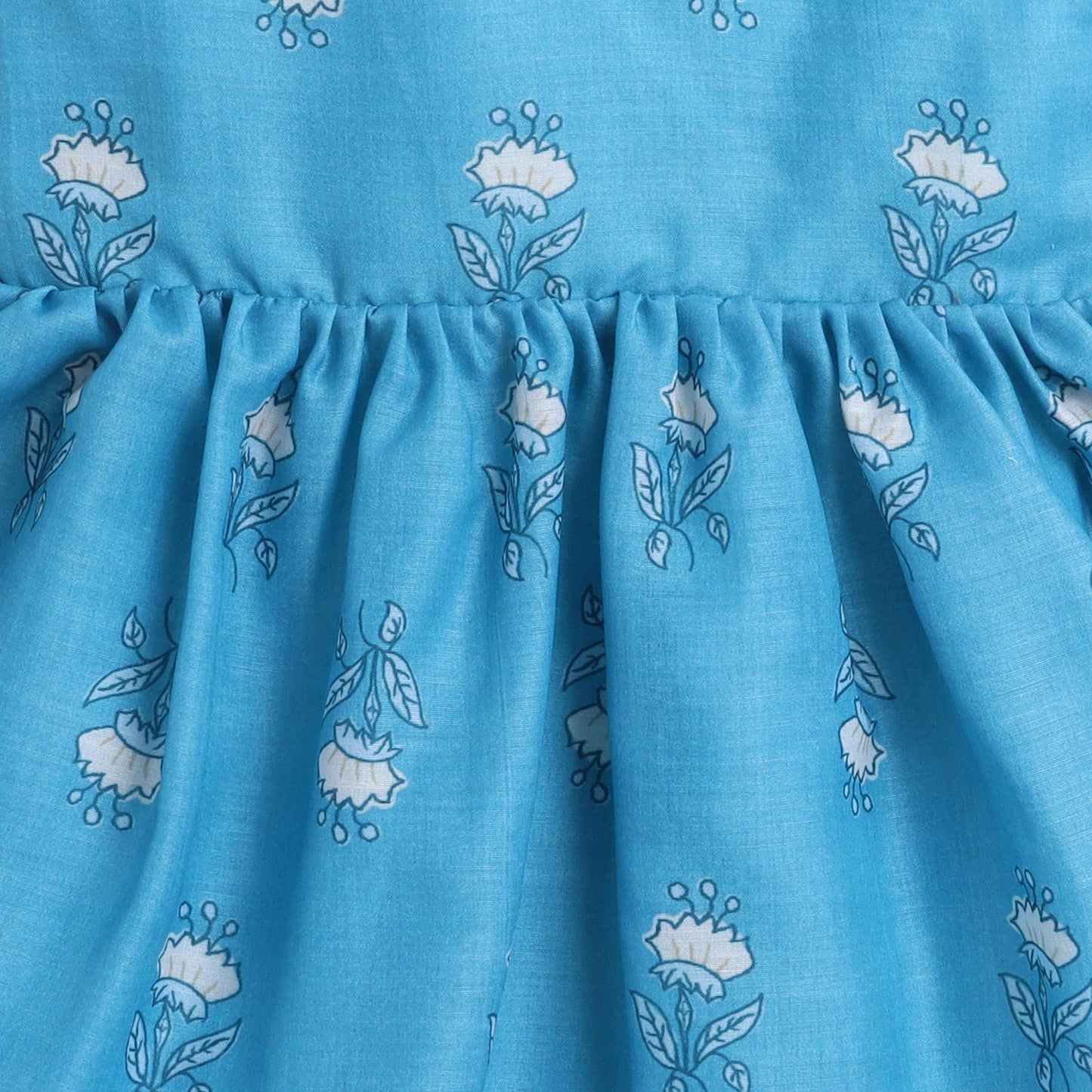 Many Frocks & Flutter Sleeves Knee Length Baby And Girls Casual Dress - Blue