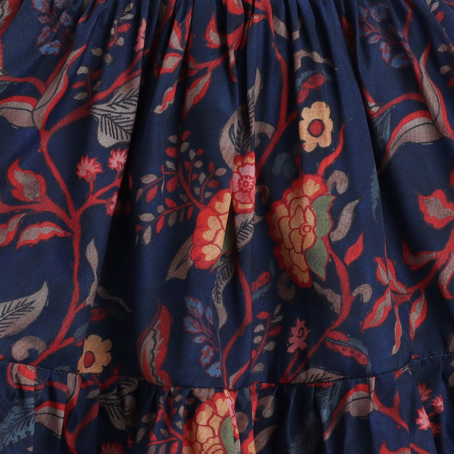 Many Frocks & printed tiered sleeveles knee length baby & girls casual dress - Blue