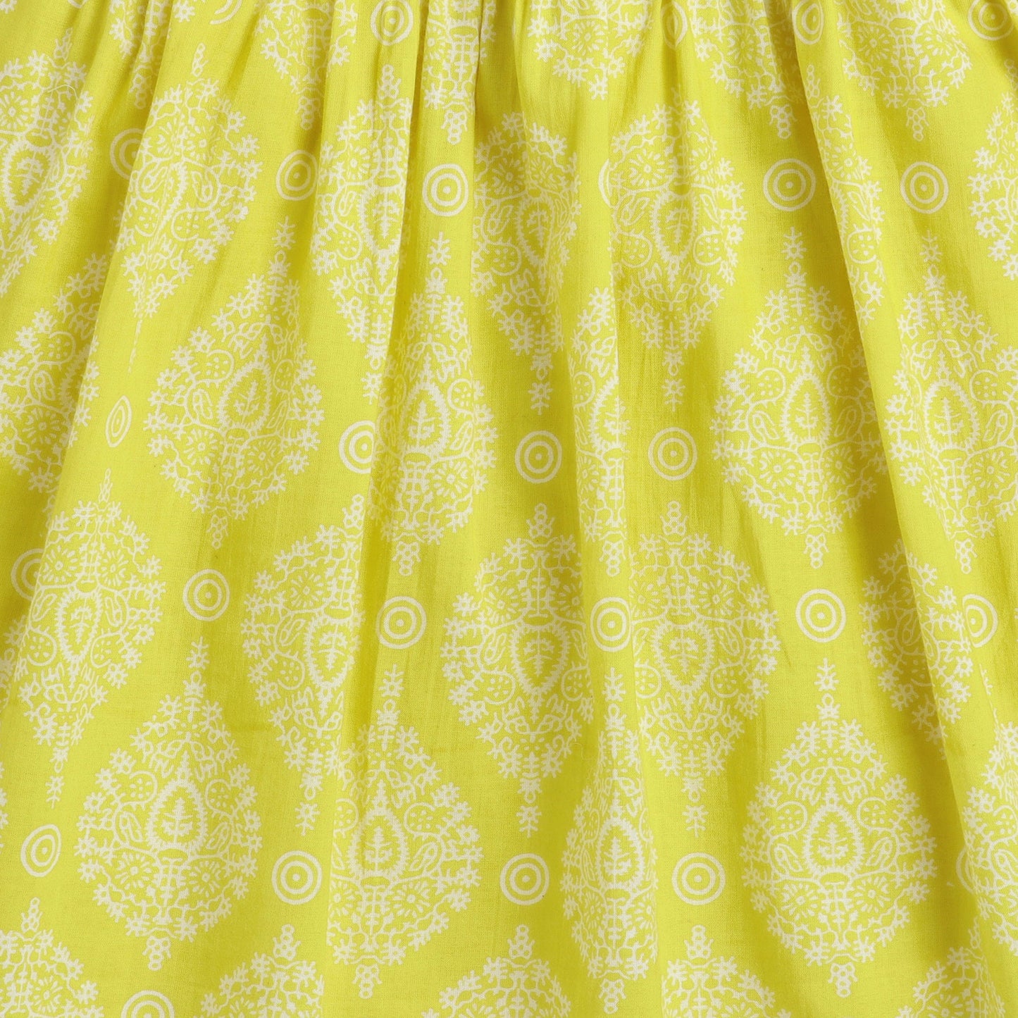 Many Frocks & Girls Printed Choli And Lengha Set - Yellow