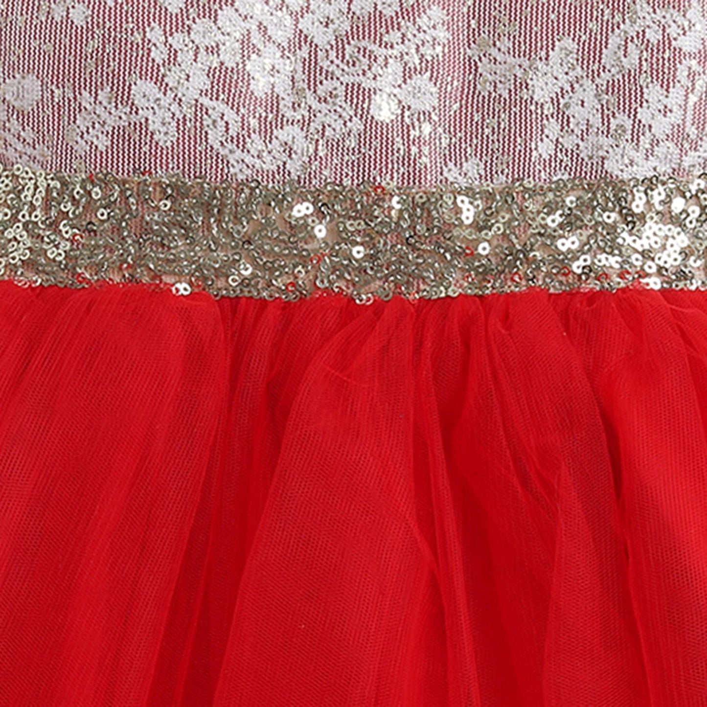 Many Frocks knee length christmas party dress - White & Red