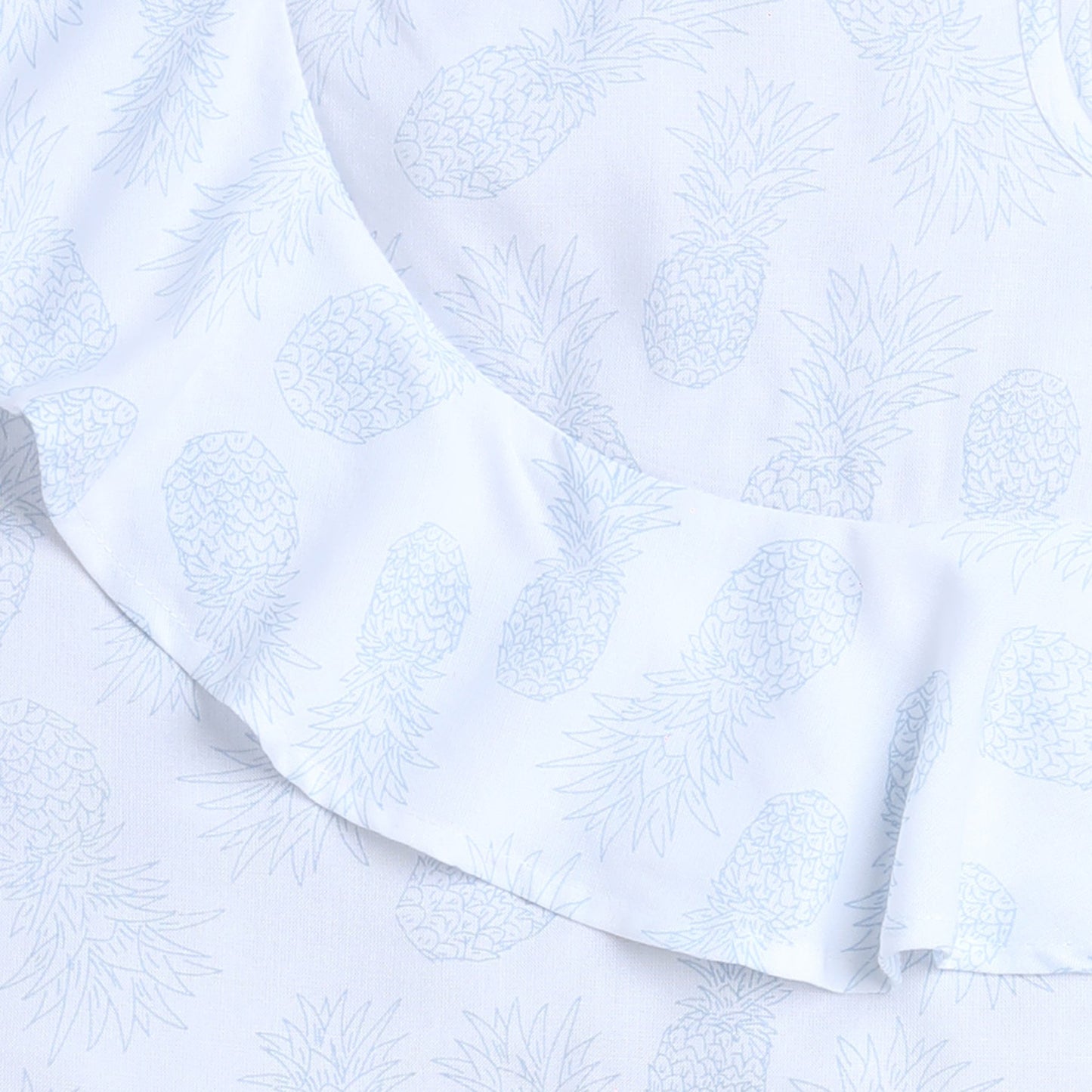 Many Frocks & sleeveless girls top with frill & pineapple print - White