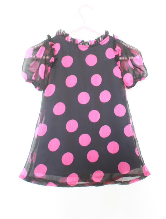 Many frocks & Short Sleeves Polka Dot Print a Line Pin Tucked Dress - Dark Grey