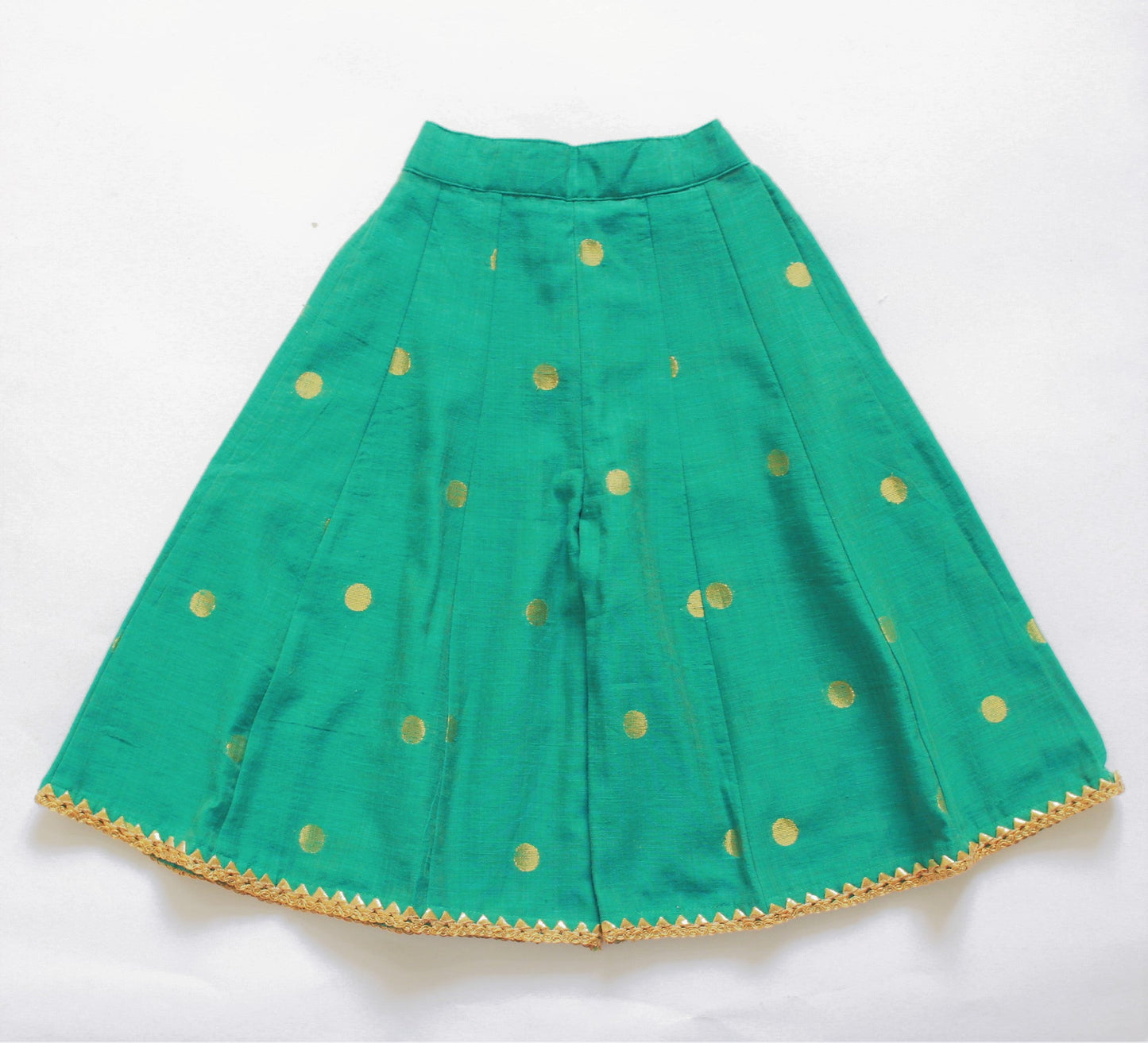 Many Frocks gold lace embellished ehnic kurta and plazo with dupatta - Yellow/Green