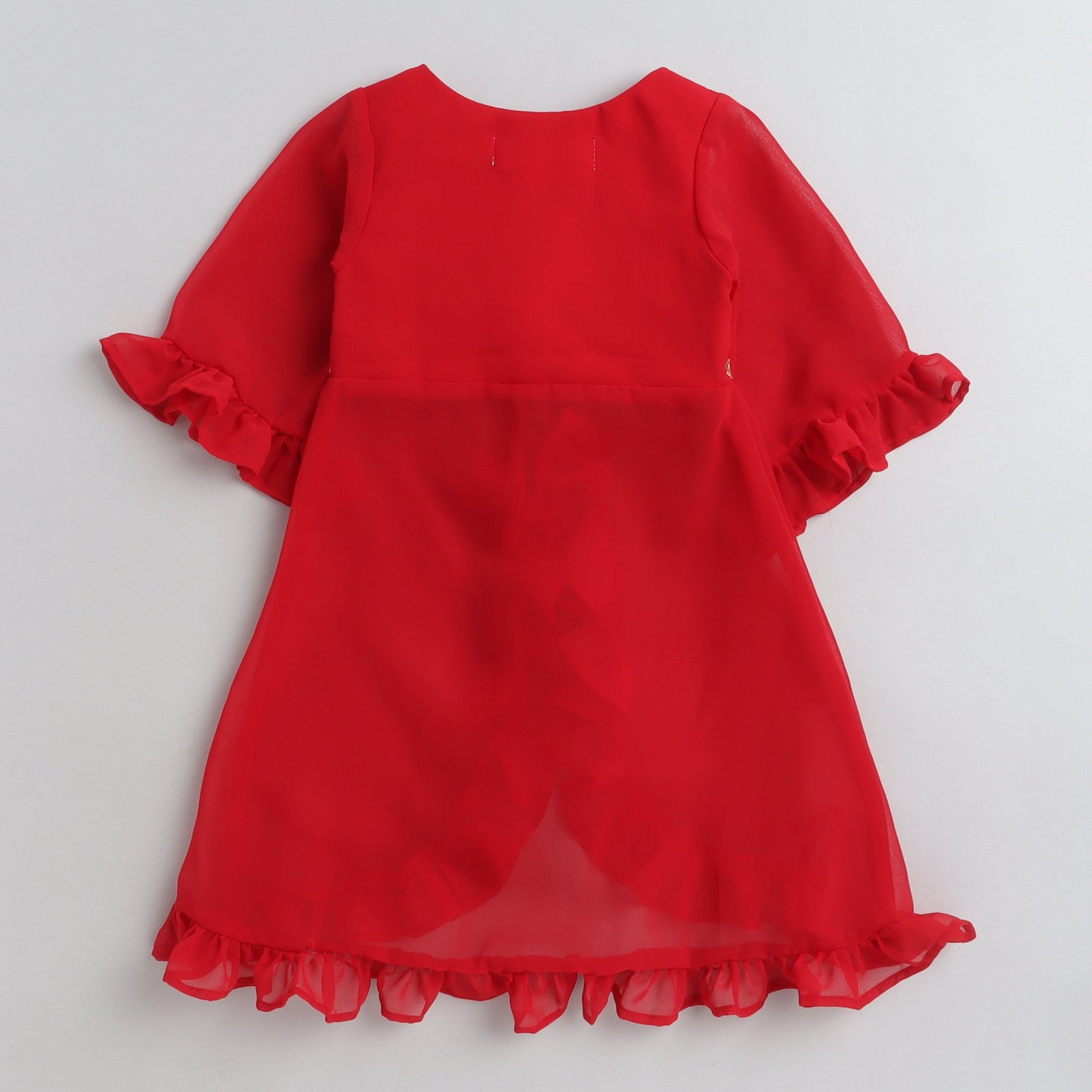 Many Frocks & girls gota patti work jacket and dhoti set - Red/Cream