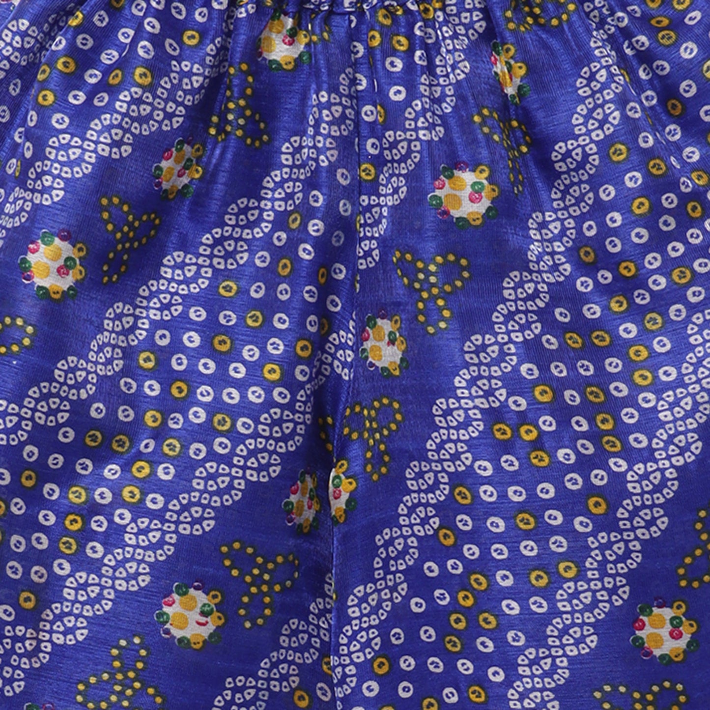 Many Frocks & gotta embellished top and bandhani dhoti set - Red/Blue