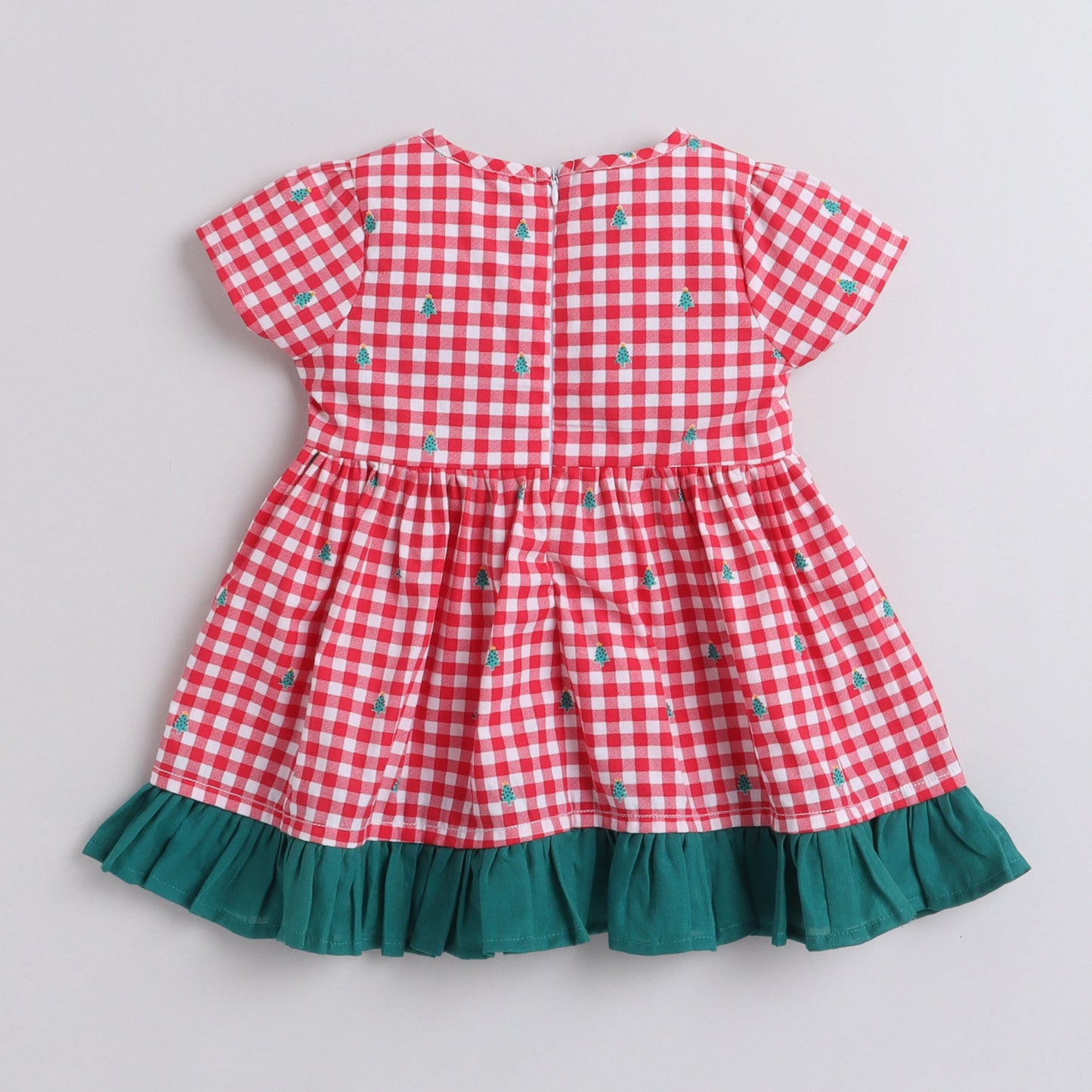 Many Frocks frilly red christmas tree dress with sleeves - Red