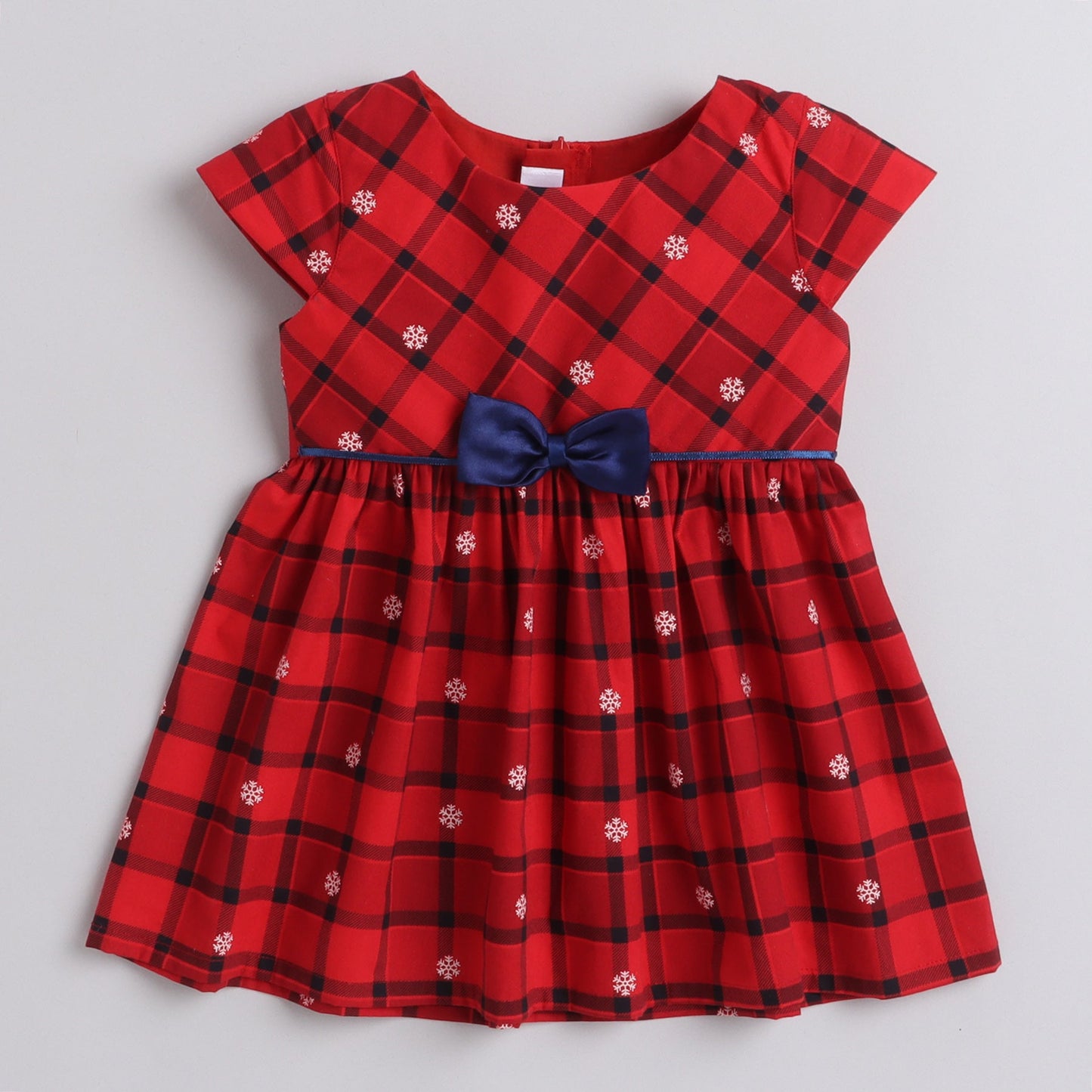 Many Frocks snow flakes printed baby dress - Red