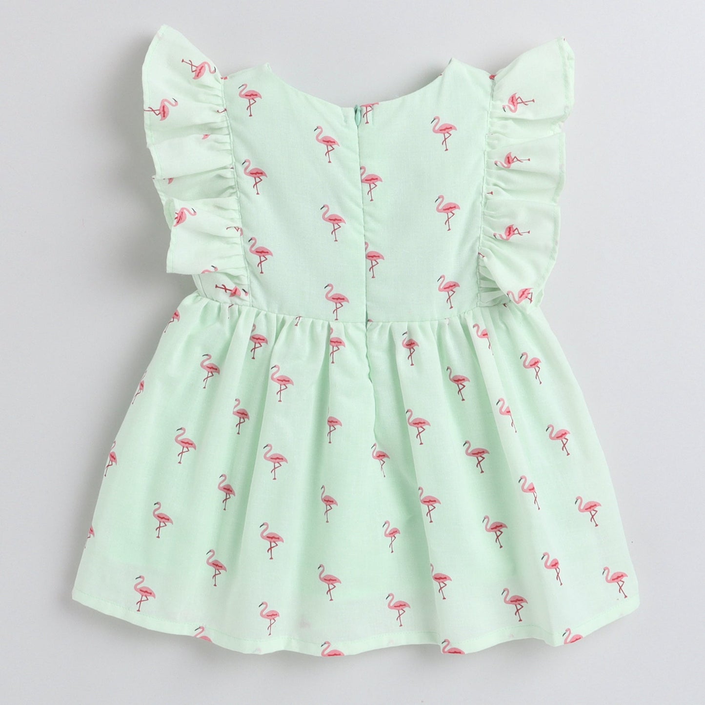Many Frocks Flamingo prnted baby Casual dress - Green