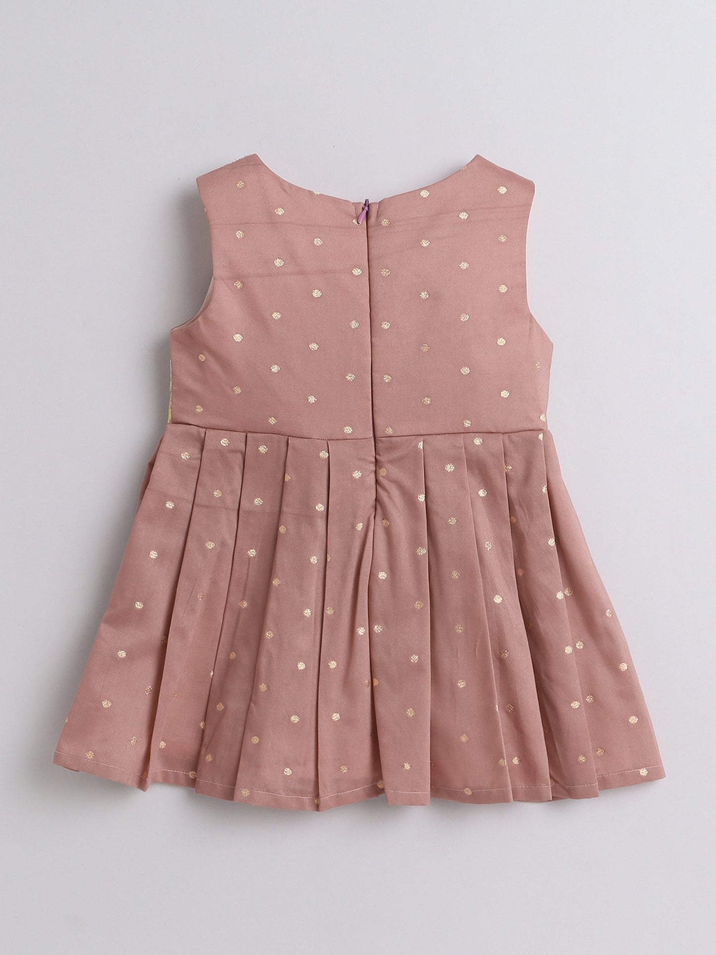 Many Frocks boti work knee length baby dress - Pink