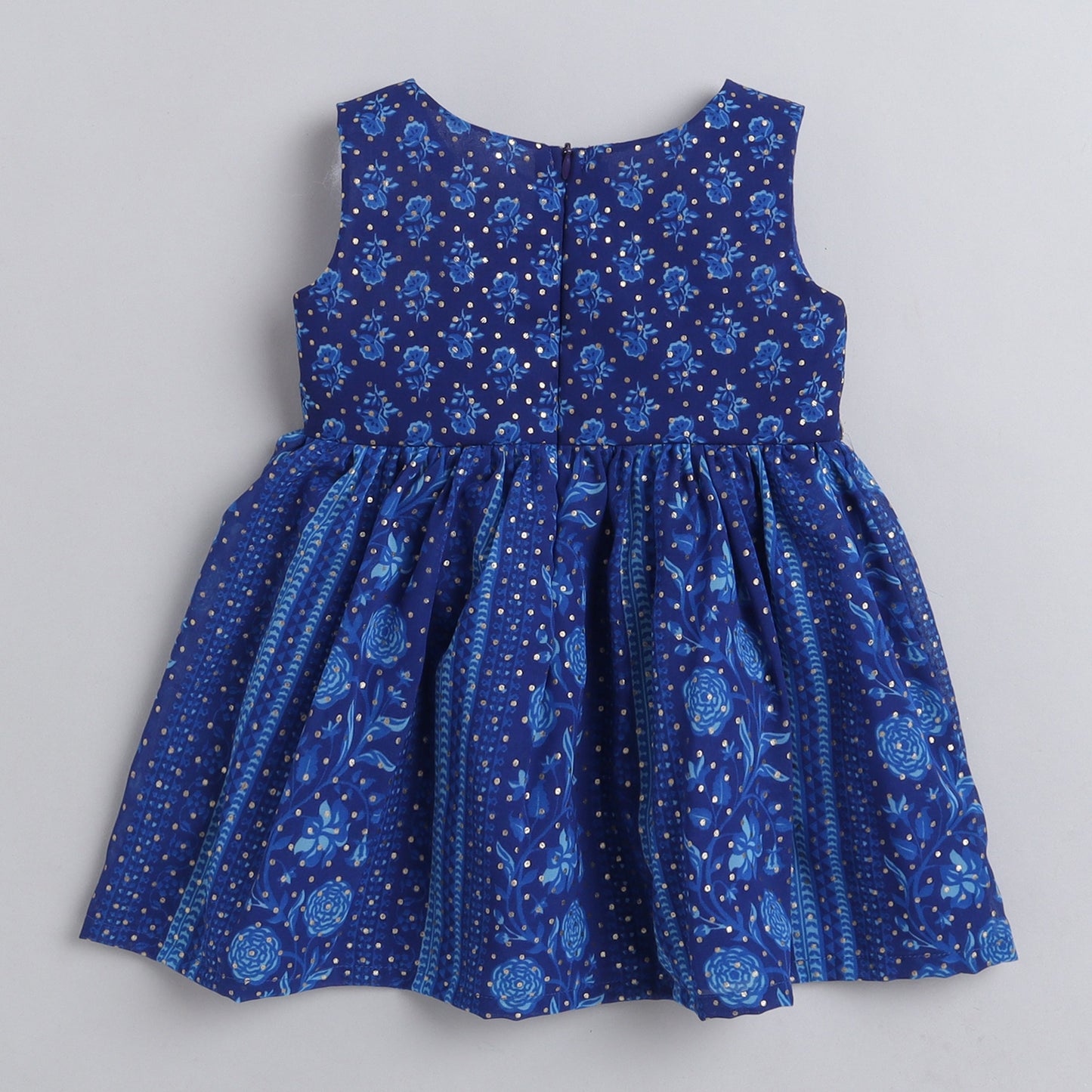 Many Frocks & floral printed lace embellished baby party dress lue