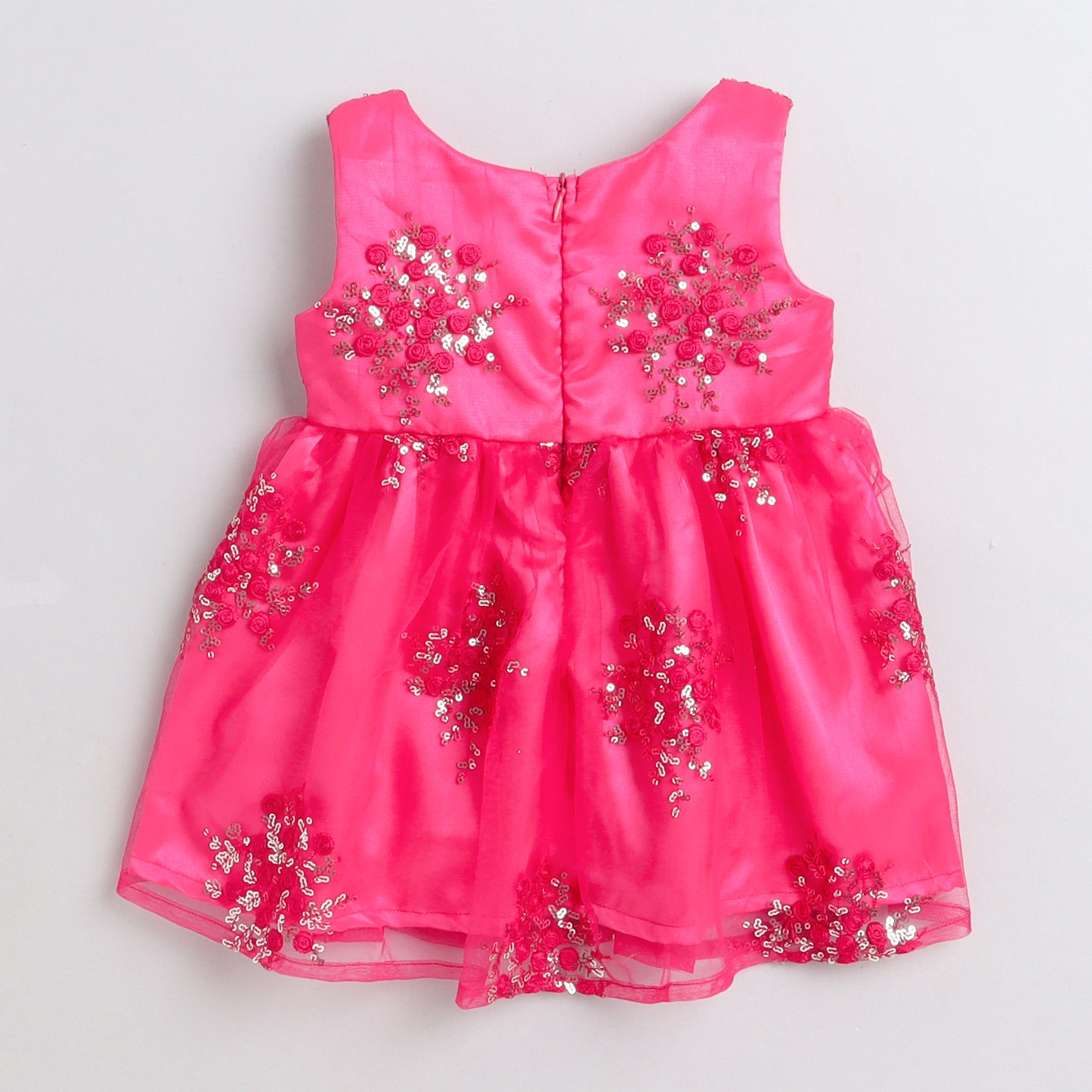 Many Frocks & Knee length floral emnbroidered baby ethnic dress - Pink