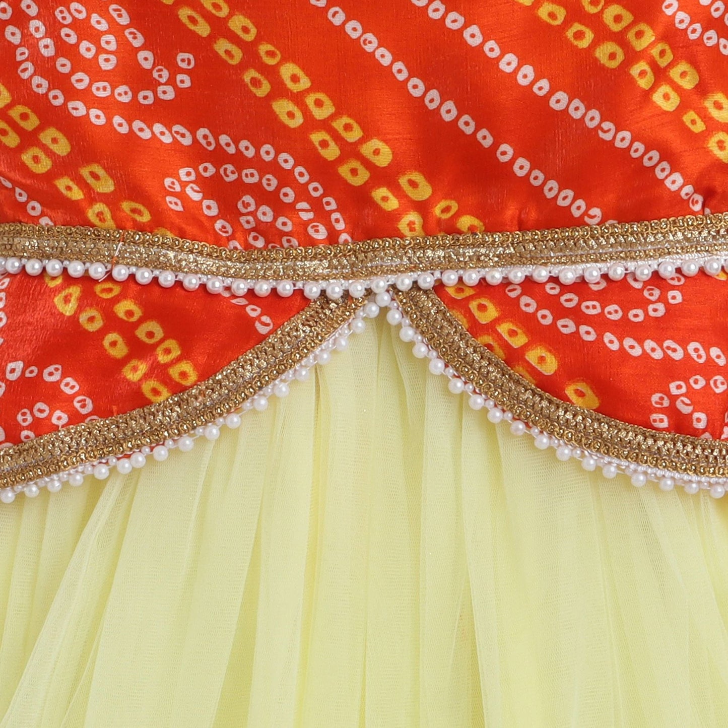 Many Frocks ankle length bandhani gown - yellow