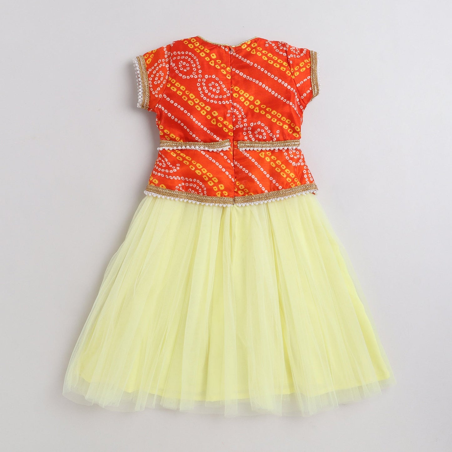 Many Frocks ankle length bandhani gown - yellow