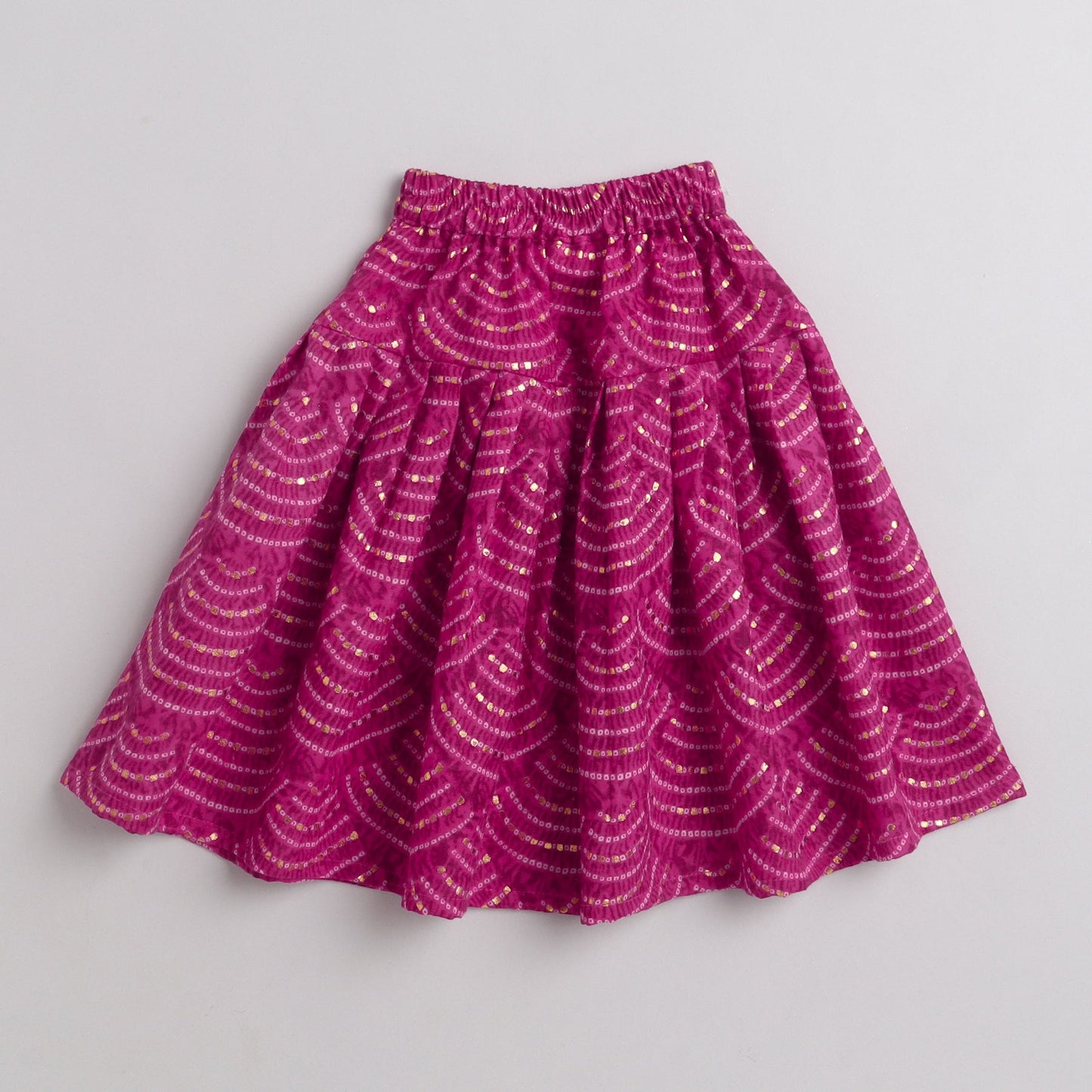 Many Frocks tieup straps bandhani printed lengha and choli set - Pink