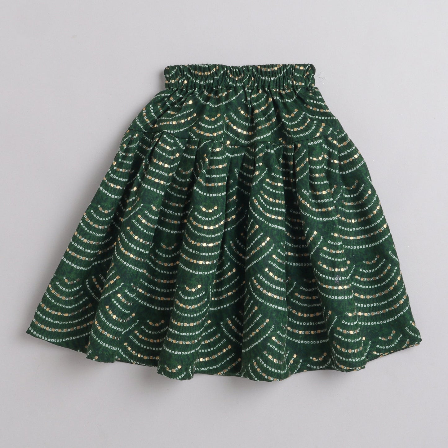 Many Frocks tieup straps bandhani printed lengha and choli set - Green