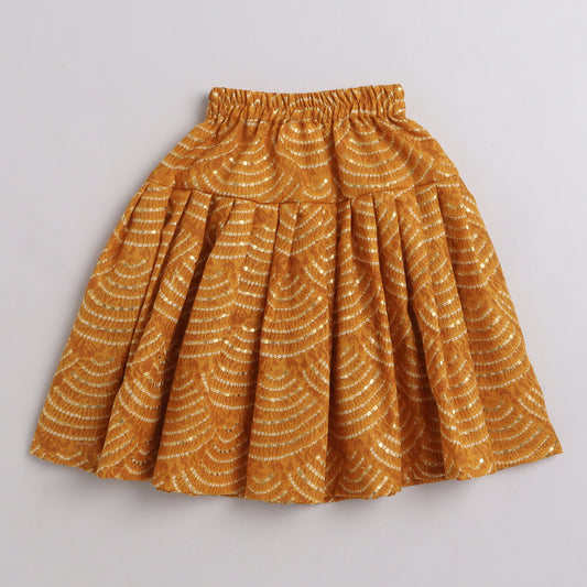 Many Frocks tieup straps bandhani printed lengha and choli set - Yellow