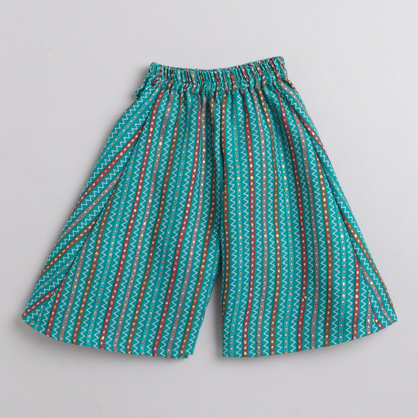 Many Frocks pleated flowers embellished top and plazzo set - Blue