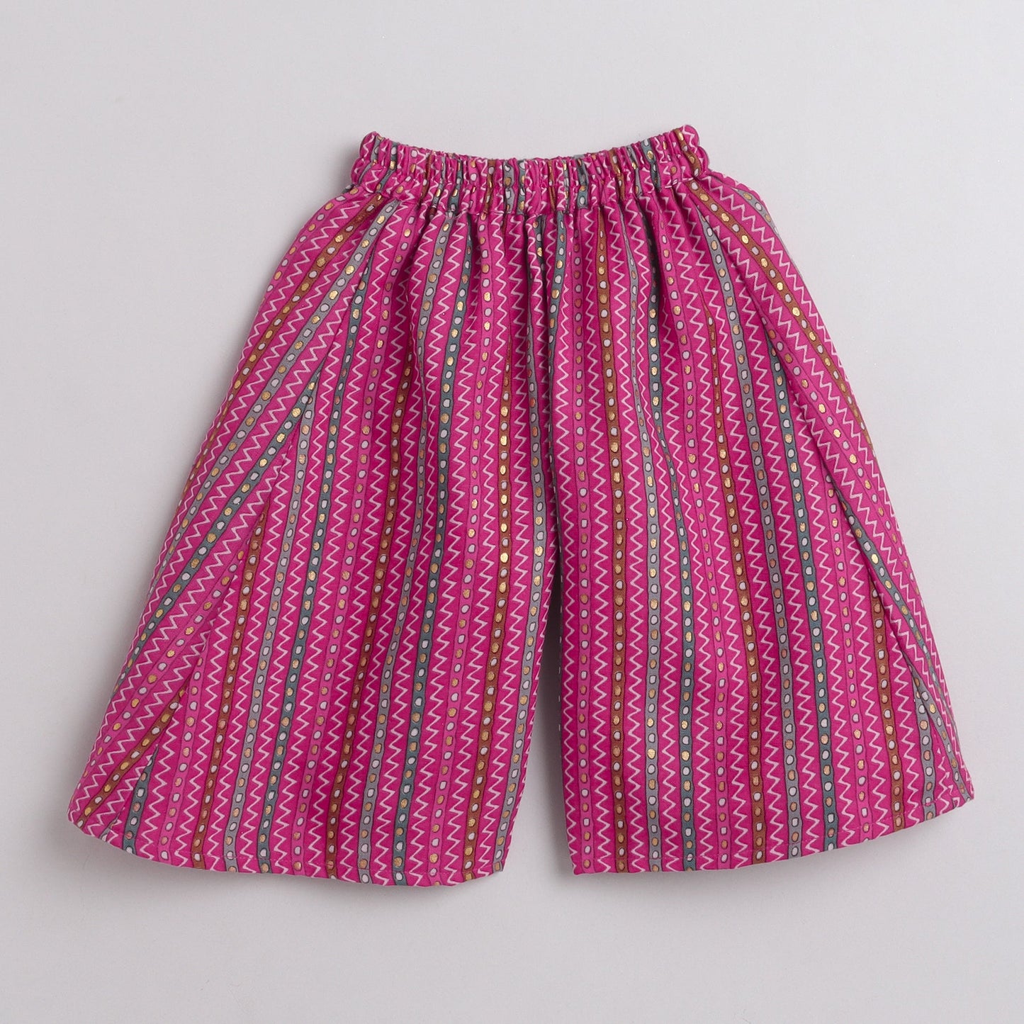 Many Frocks pleated flowers embellished top and plazzo set - Pink