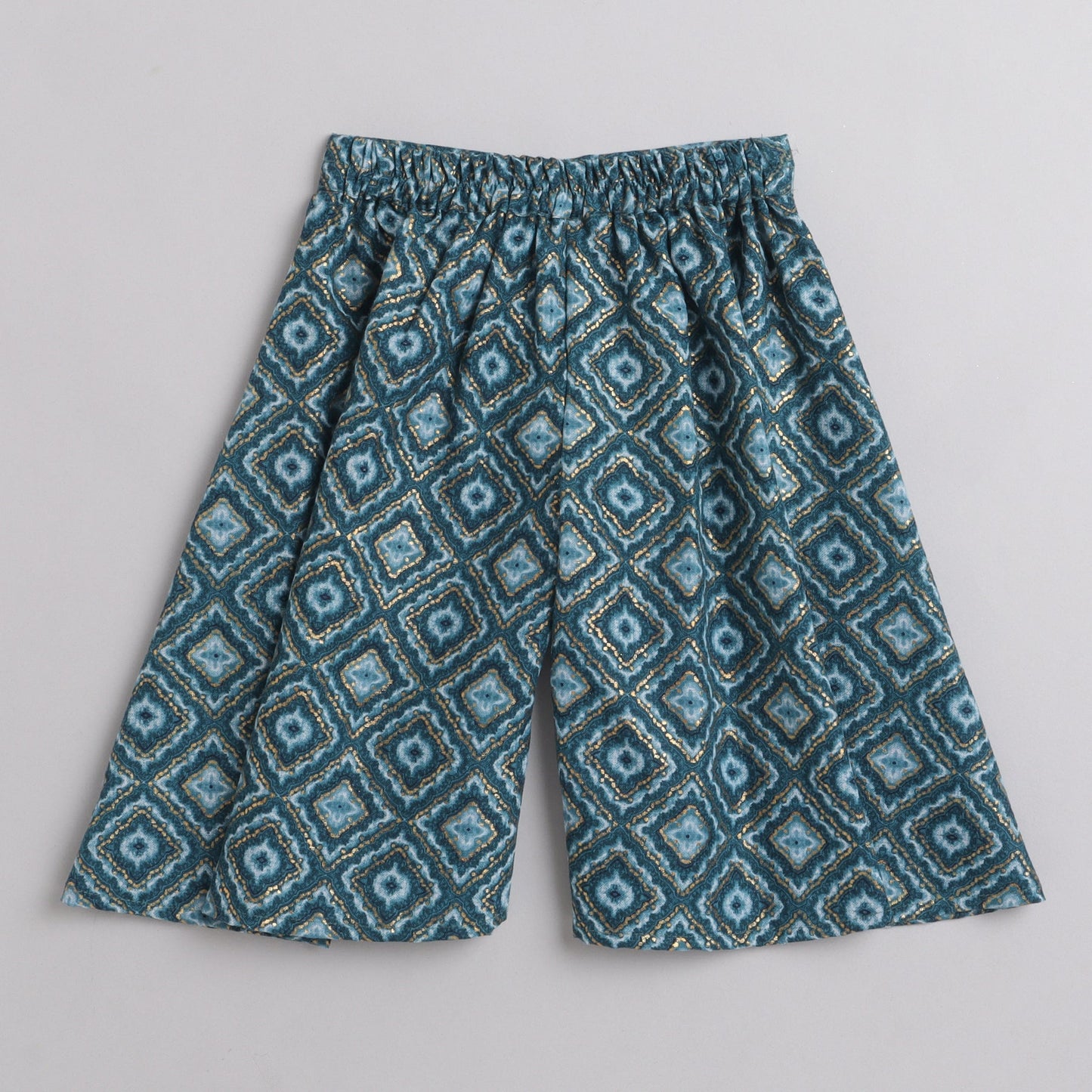 Many Frocks lace and flower embellished Kurta an plazzo set -Green