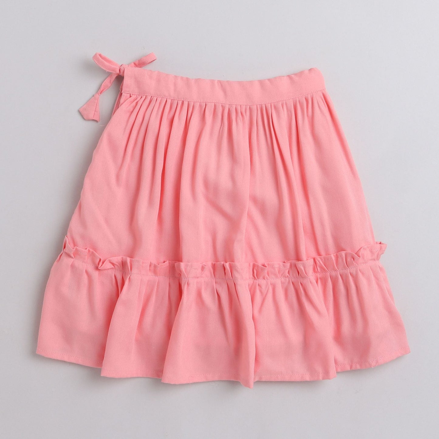 Many Frocks frilly and stiched dupatta and Lengha choli dupatta set - Peach