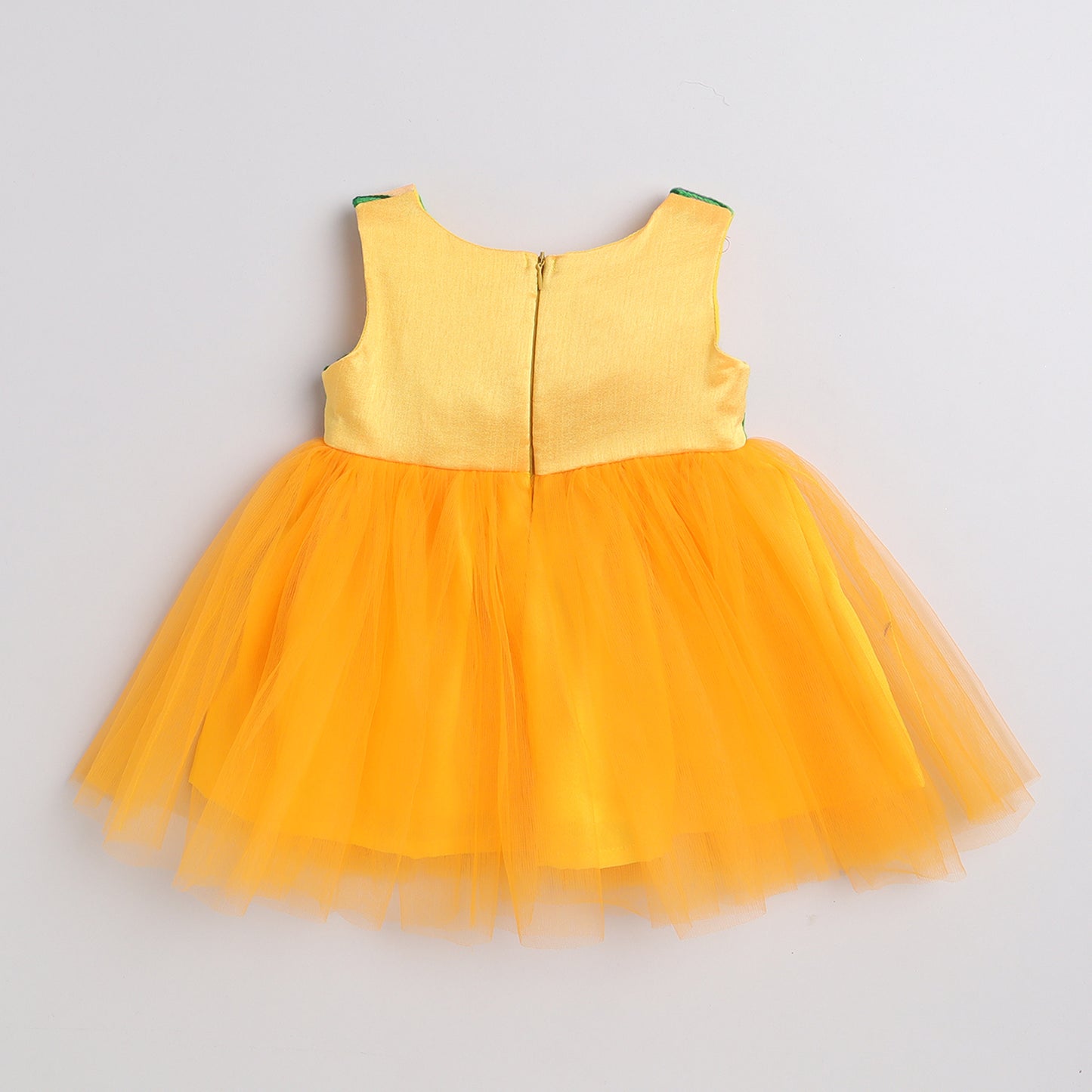 Yellow solid fit & flare dress Round neck Sleeveless