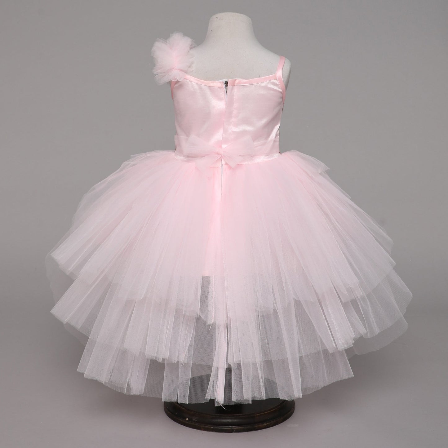 Many Frocks knee length embroidered high low party dress - Pink