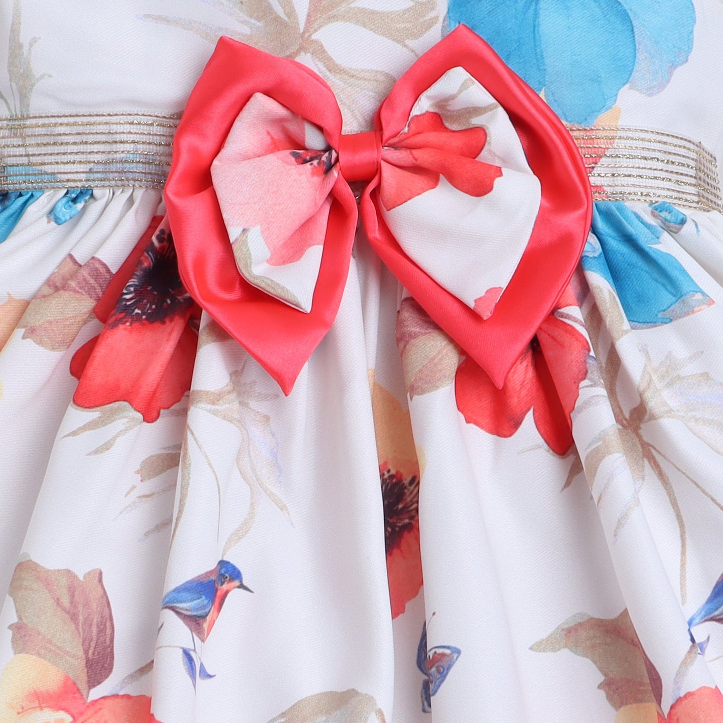 Many Frocks knee length bow embellished high low party dress - White