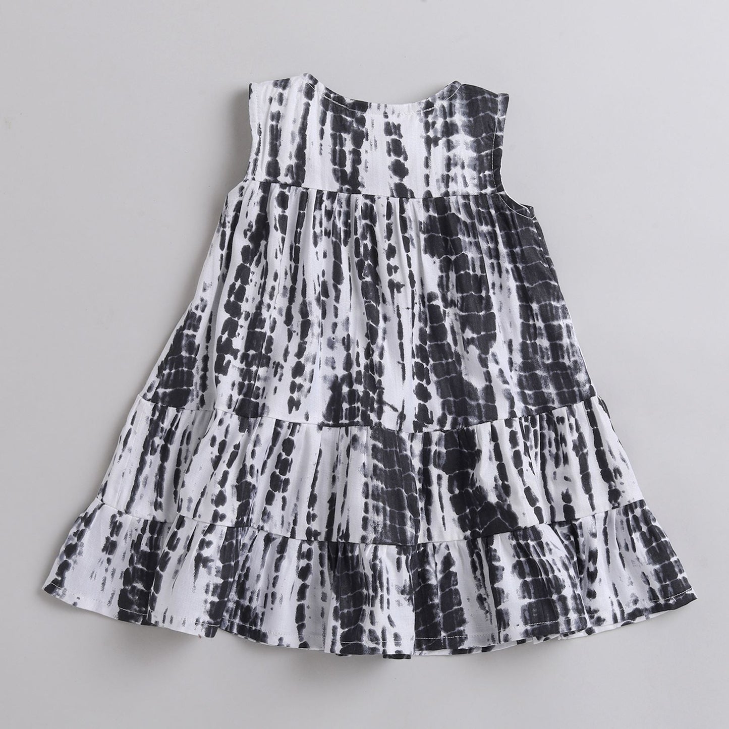 Many Frocks knee length tye & dye tired dress - White