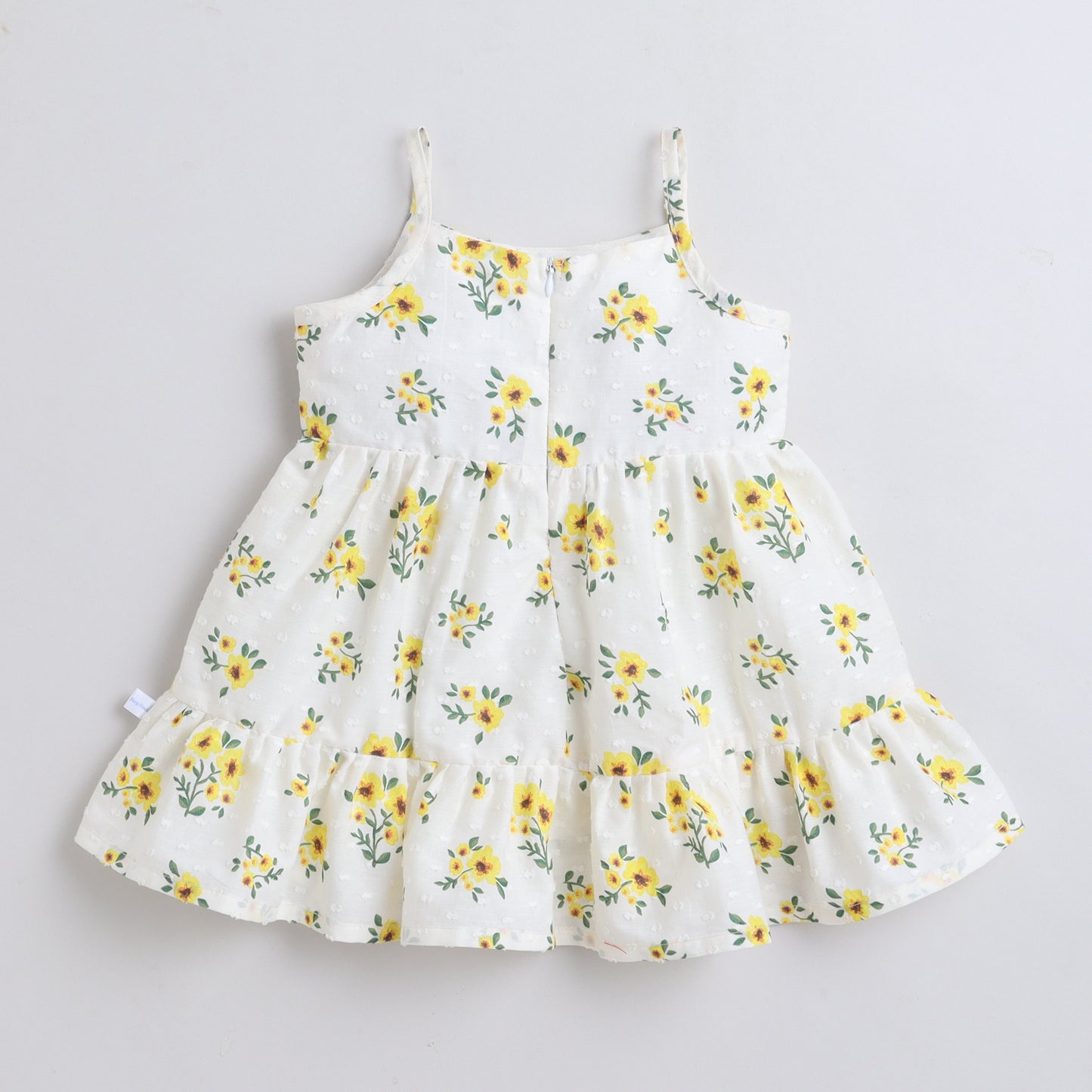 Many Dresss & Cotton Sleeveless Floral Printed Bow Embellished Knee Length Baby Casual Dress-Yellow