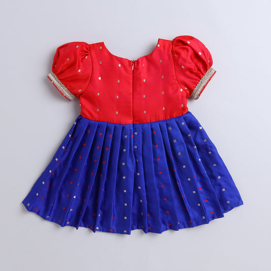 Many Frocks & Puff Sleeves Boti Embellished Baby  Frock for sale - Blue & Pink